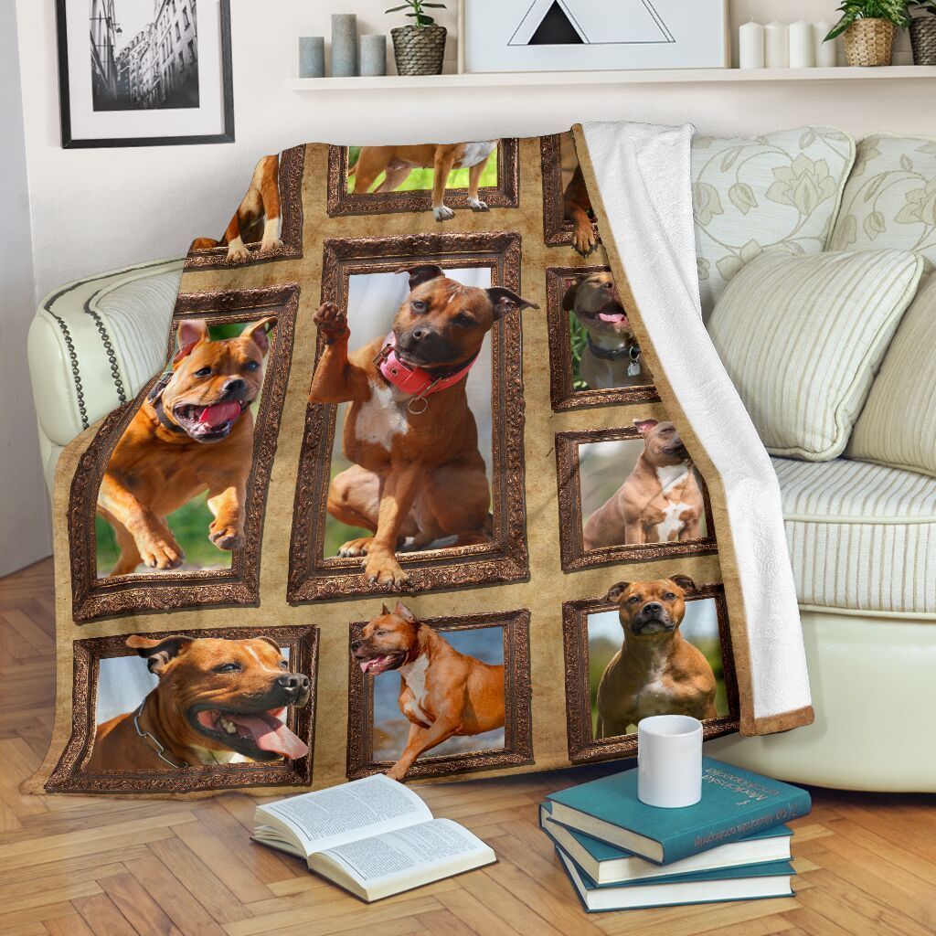 3d Staffordshire Bull Terrier Dog Sherpa Fleece Blanket