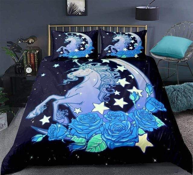 3d Star And Moon Patterns Unicorn Bedding Set
