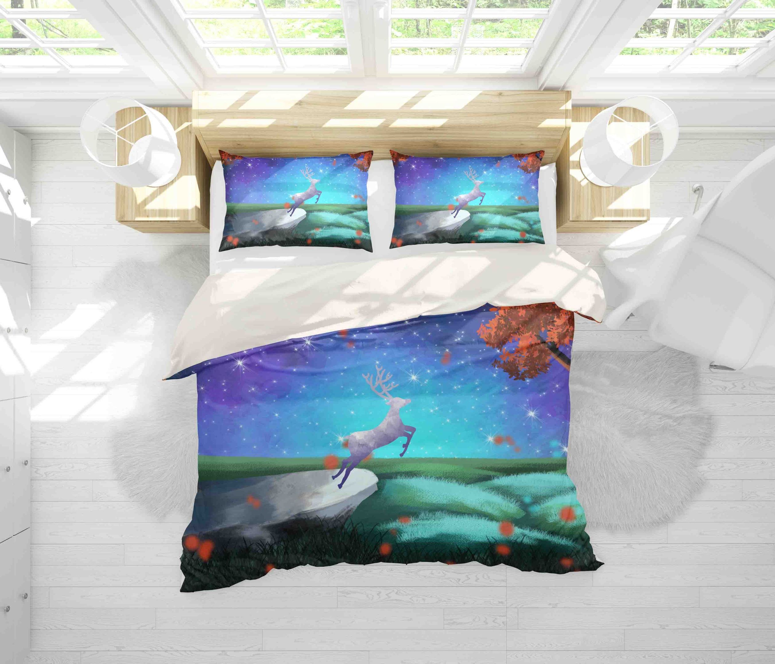 3d Star Sky Elk Bedding Set