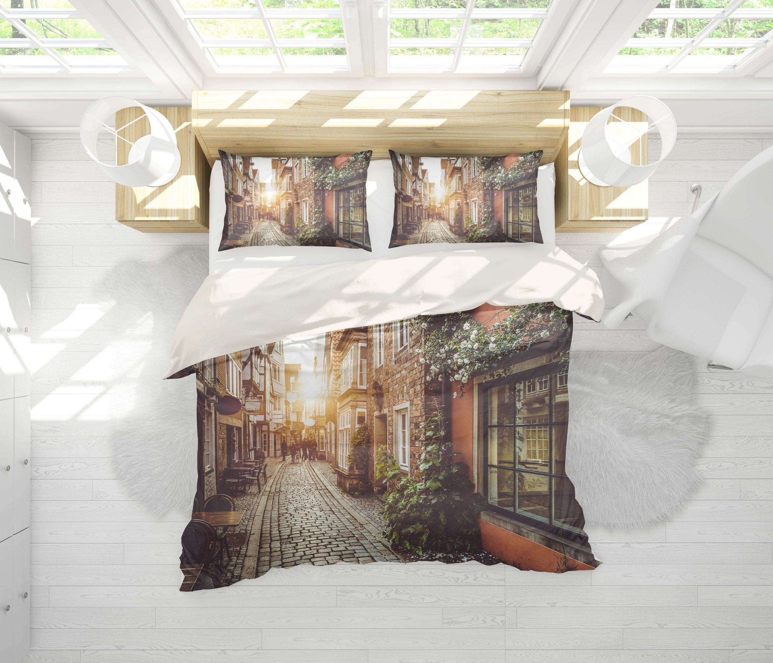 3d Street Sunrise At Morning Bedding Set