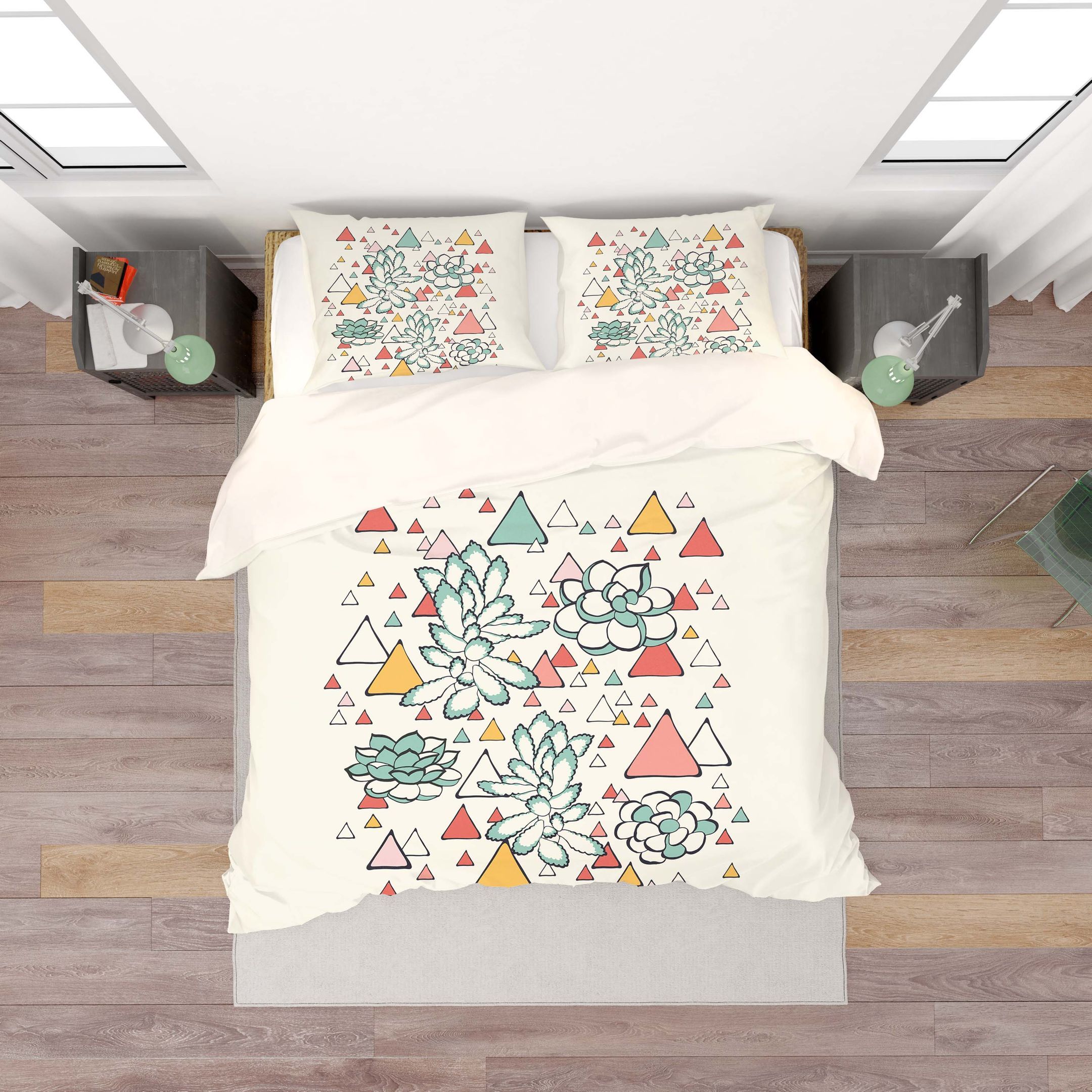 3d Succulents Triangle Bedding Set