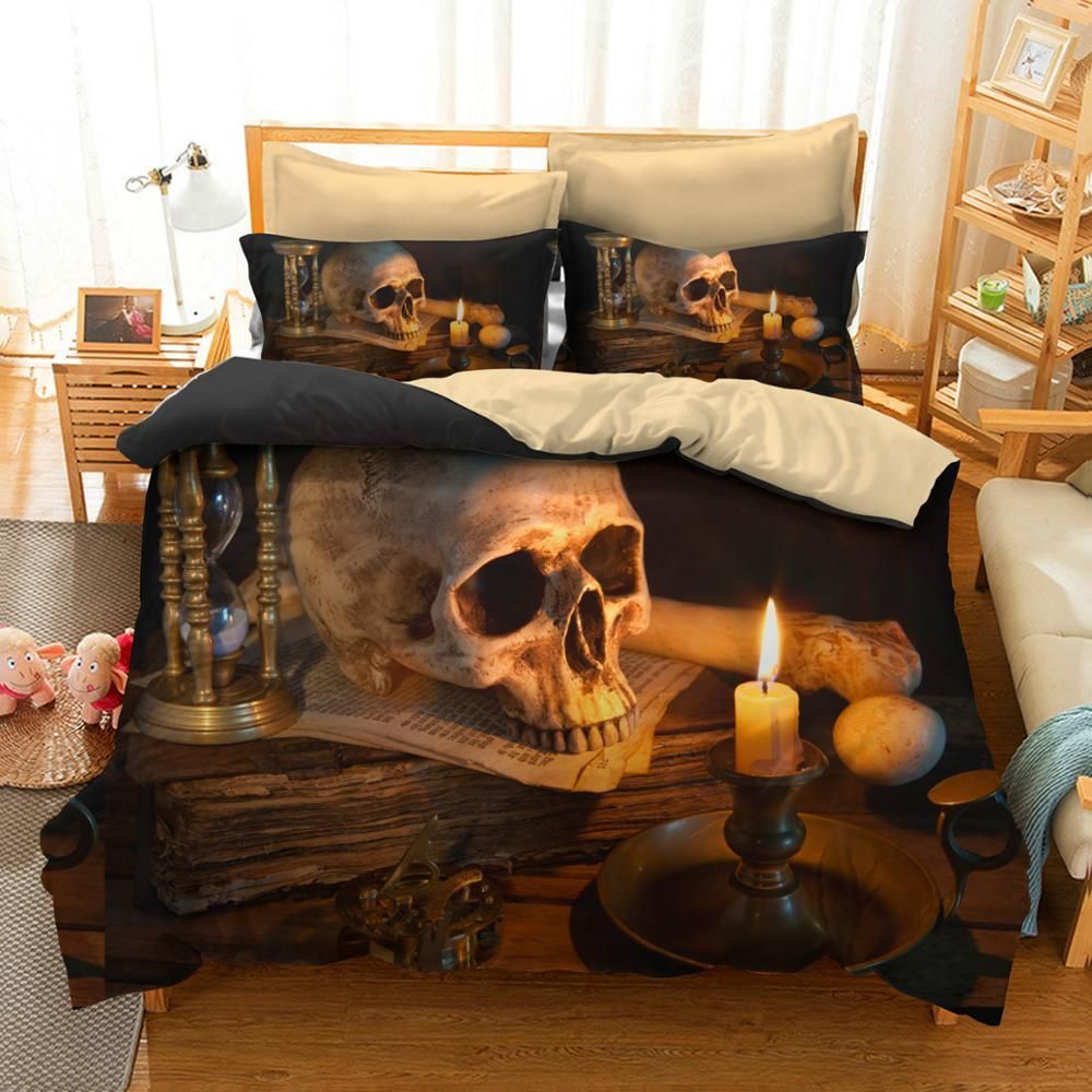 3D Sugar Skull Candle Printed Bedding Set