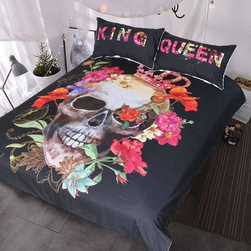 3D Sugar Skull King And Queen   Bedding Set