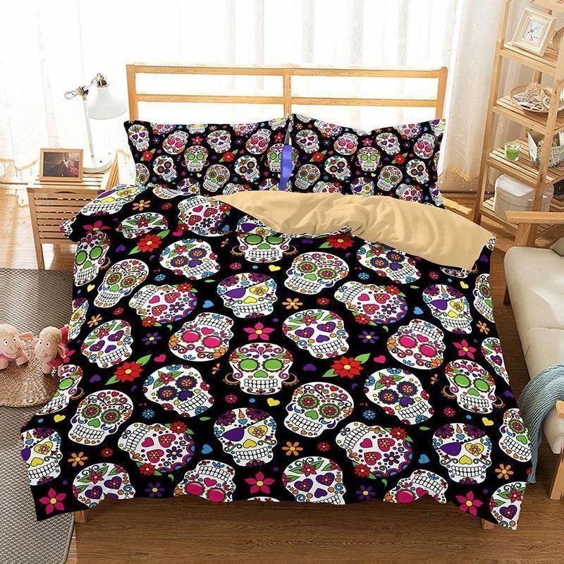 3D Sugar Skull Pattern Printed Bedding Set
