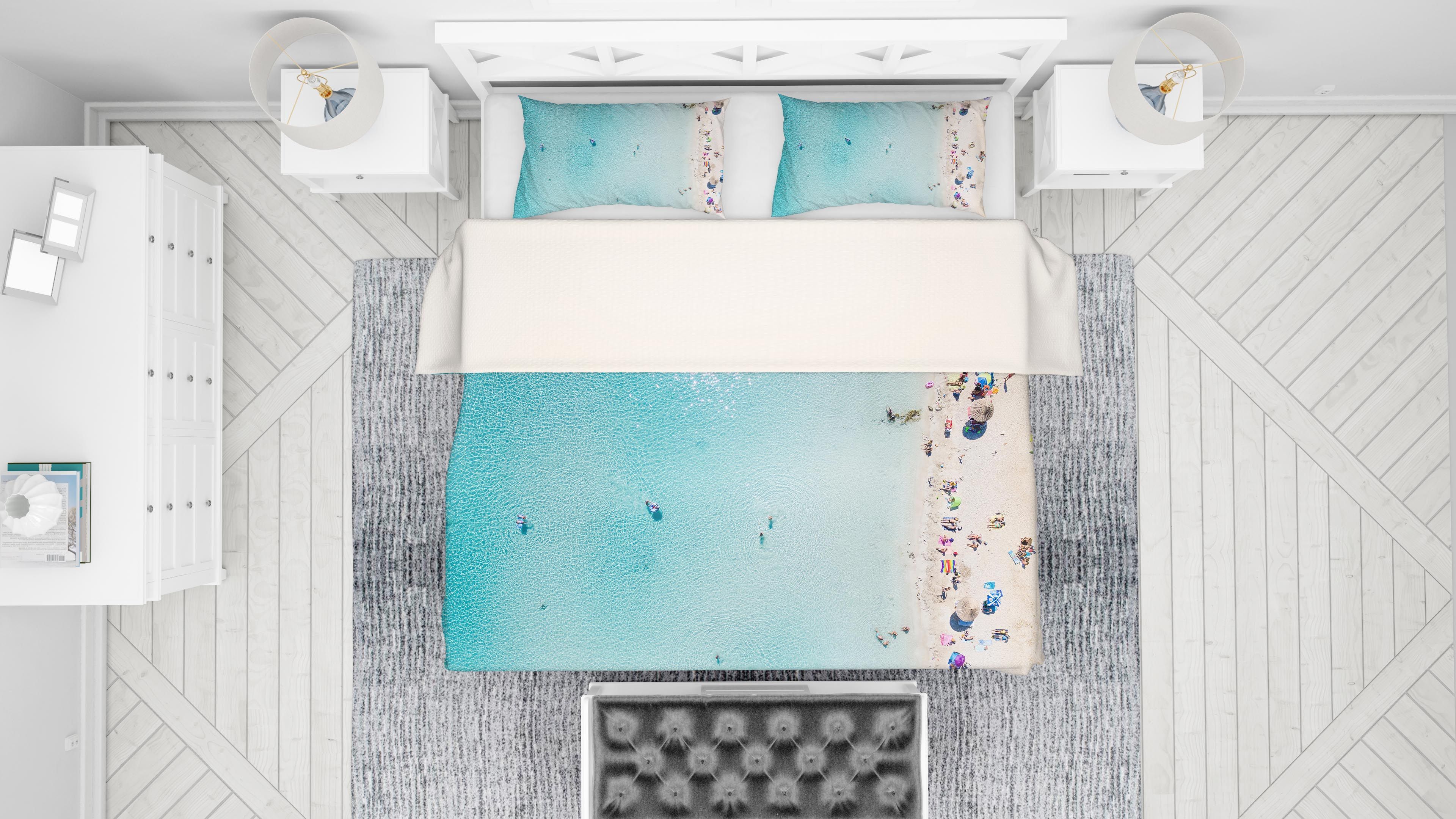 3d Summer Beach With Family Bedding Set