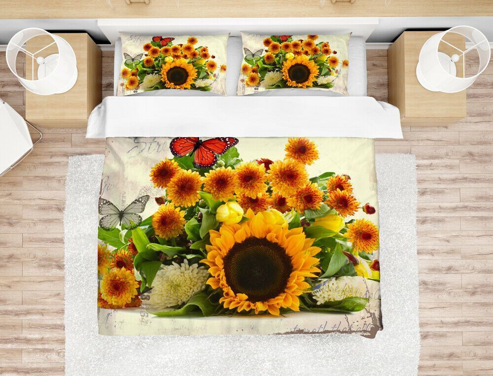 3d Sunflower Butterfly Bedding Set