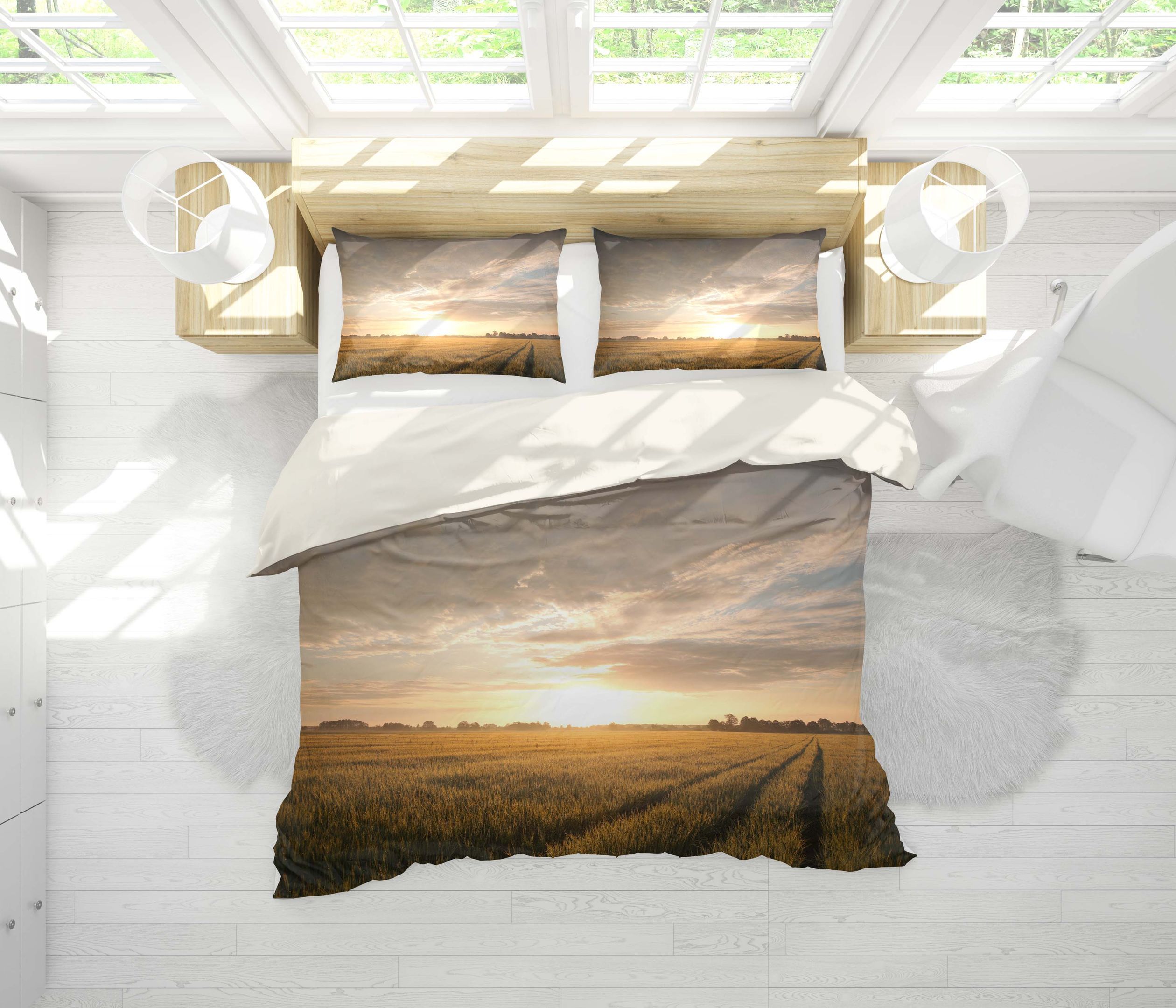 3d Sunrise Field Bedding Set