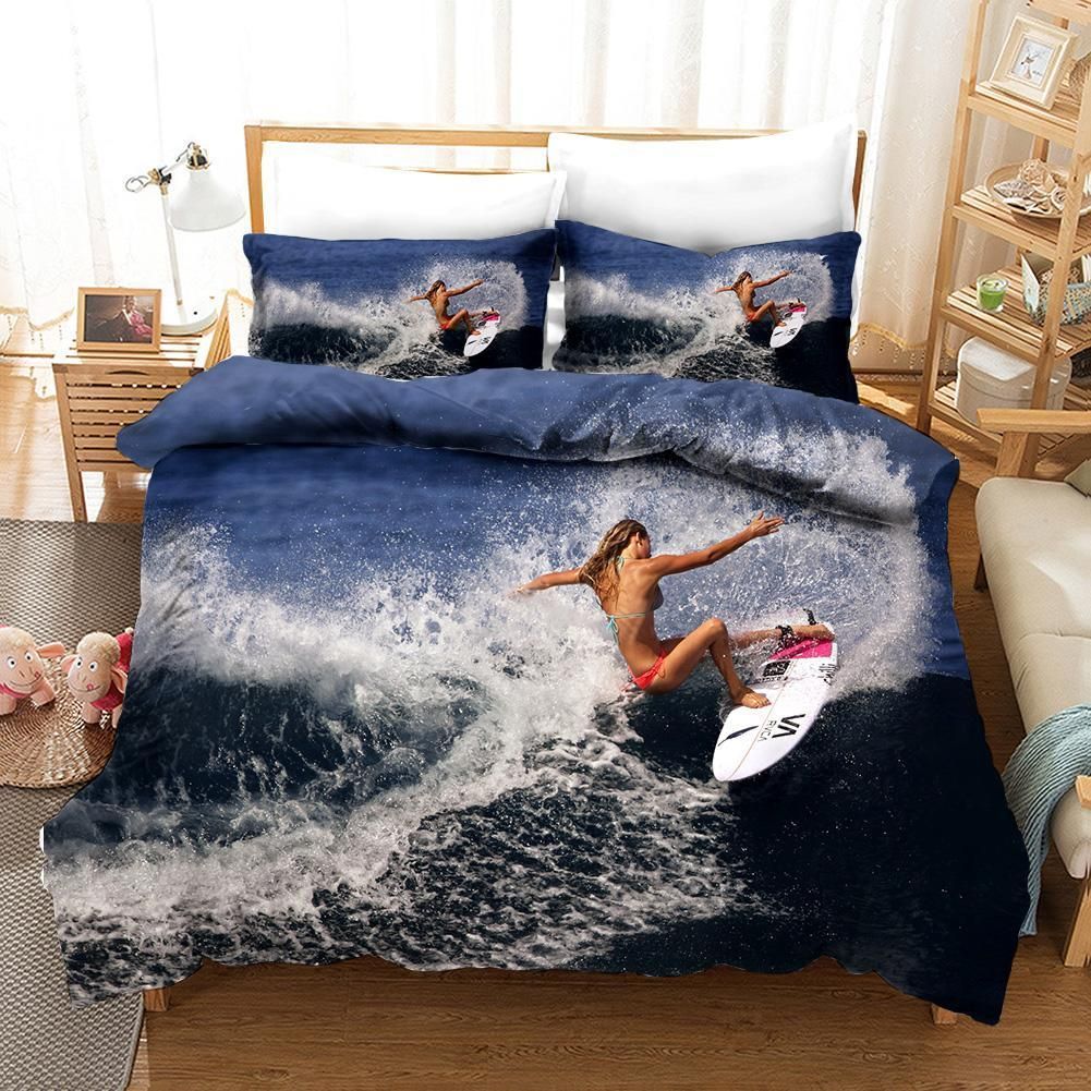 3d Surfer Sea Sexy Girl Bedding Set
