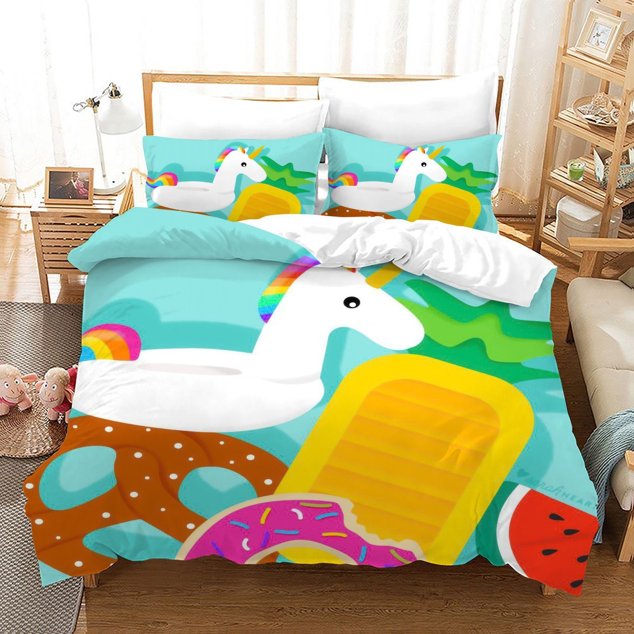3d Sweets Cartoon Unicorn Bedding Set