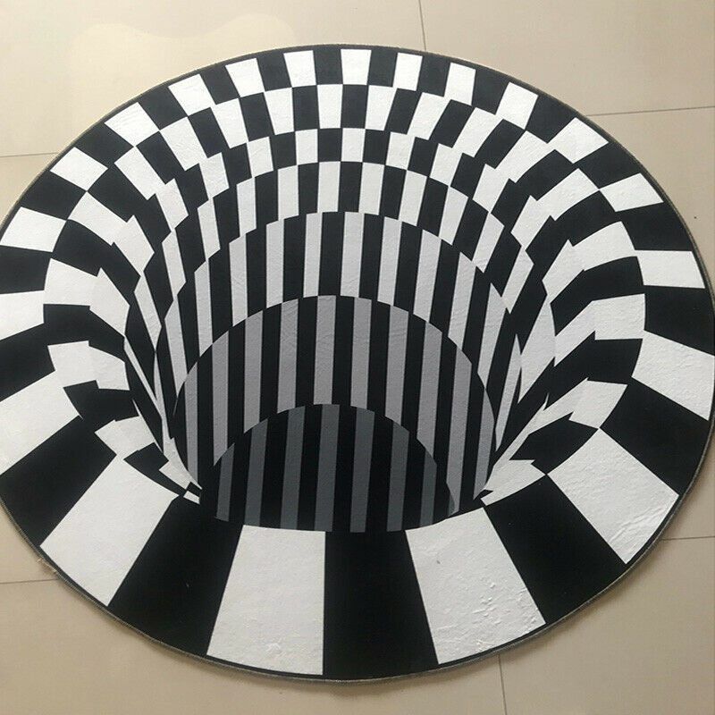 3D Swirl Print Optical Round Carpet