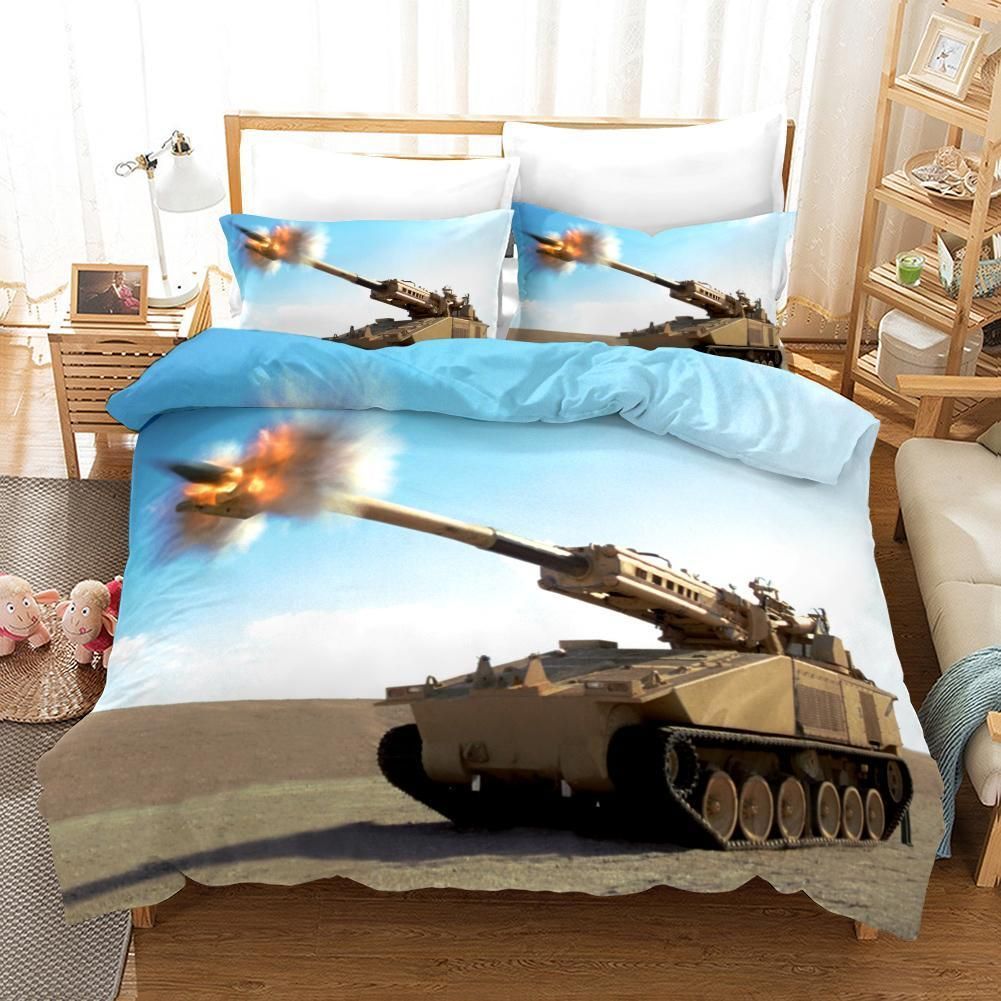 3d Tank Blue Sky Bedding Set