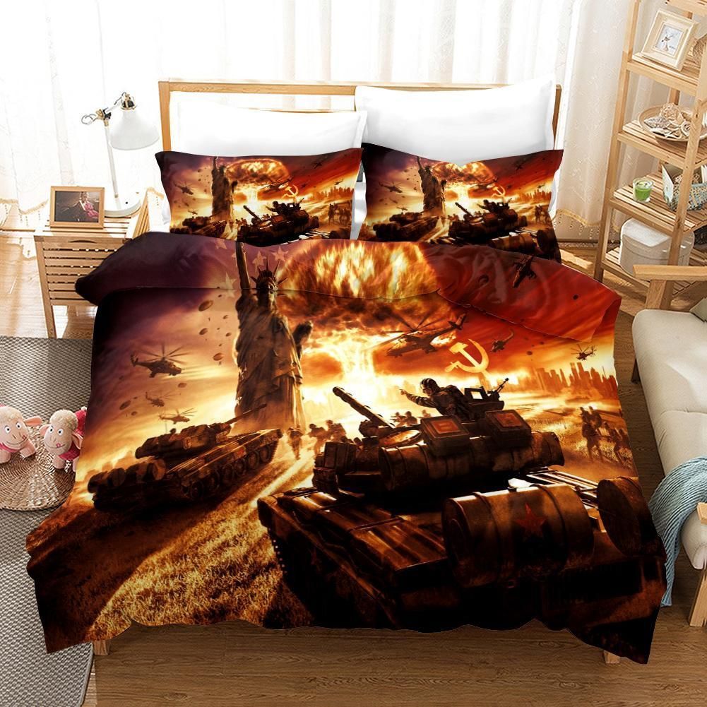 3d Tank Flames War Bedding Set