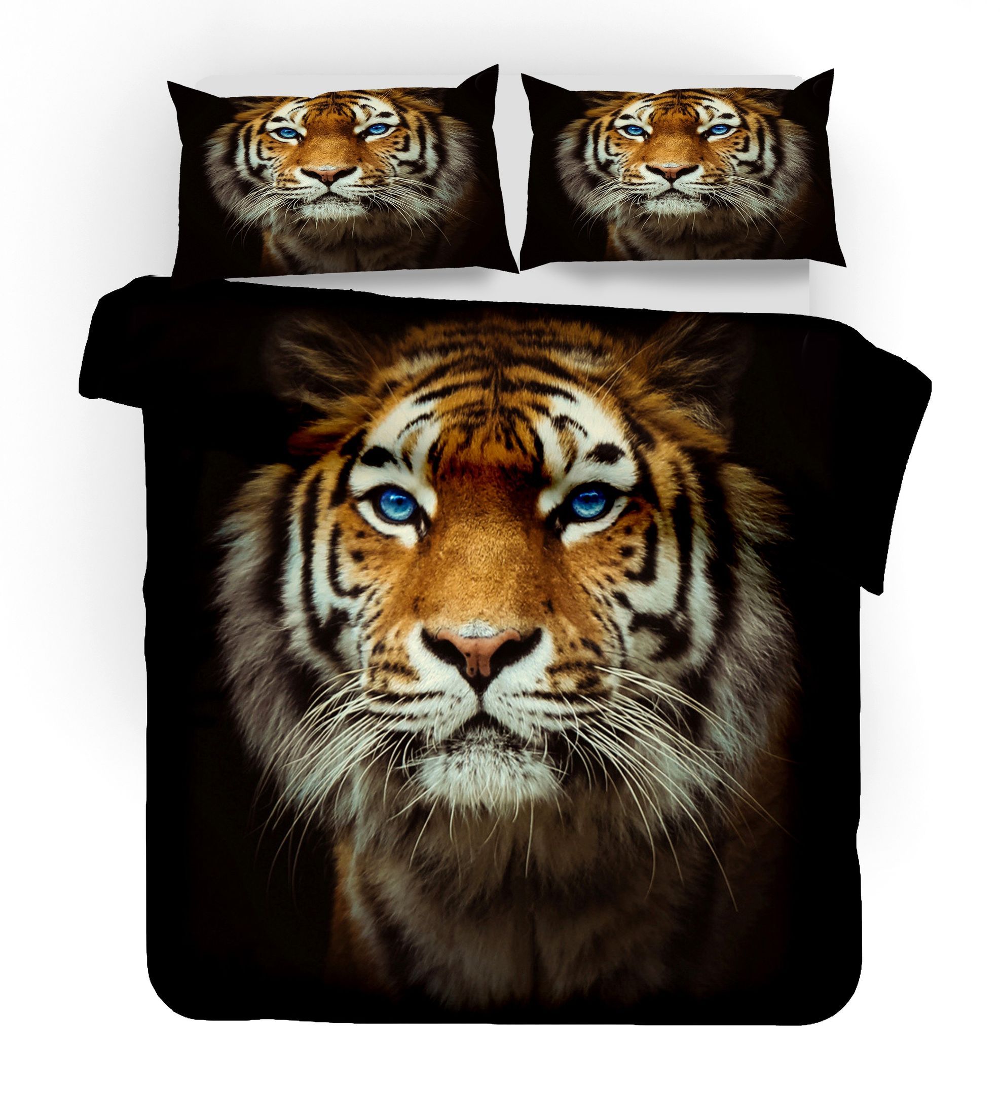 3d Tiger Face Blue Eyes Bedding Set