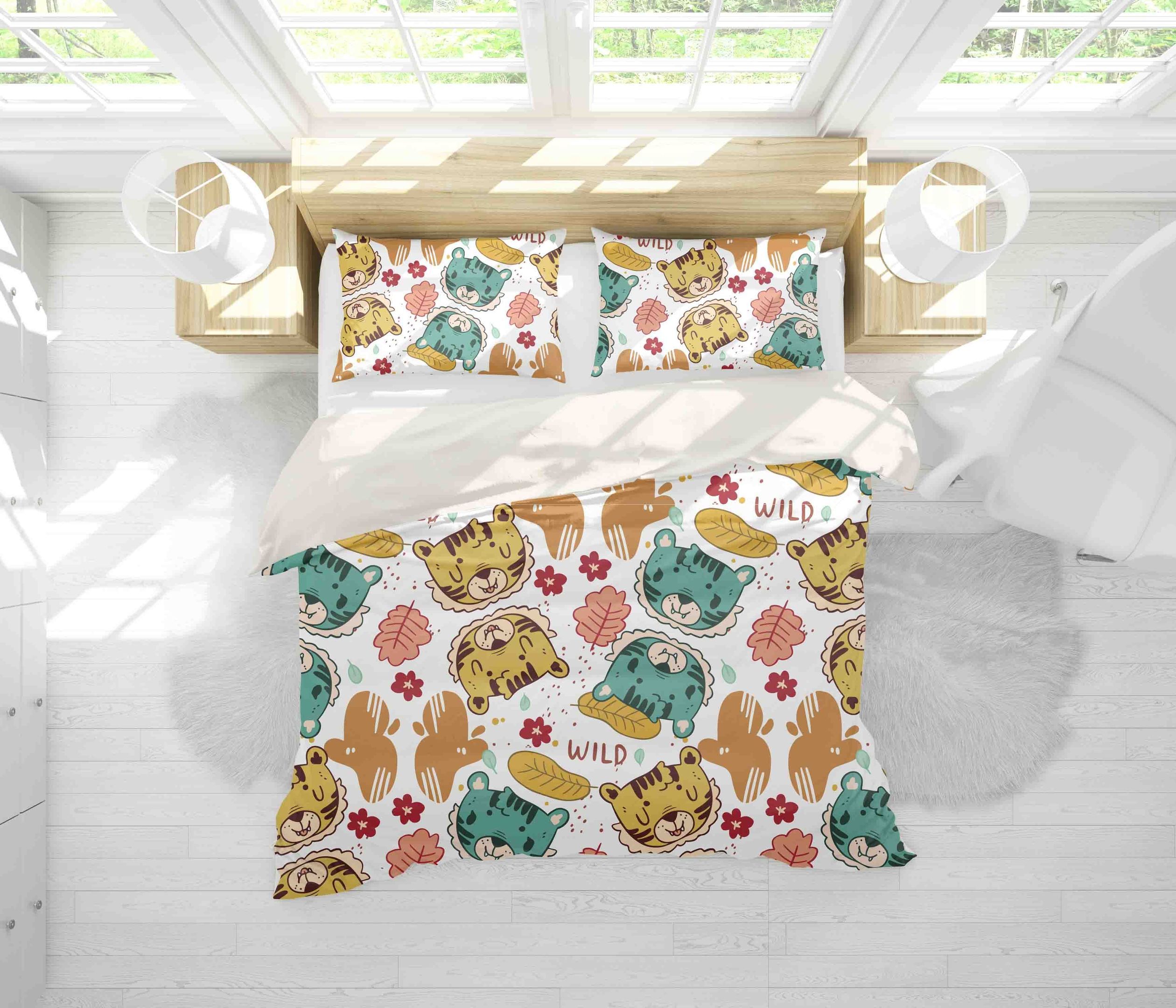 3d Tiger Leaves Bedding Set