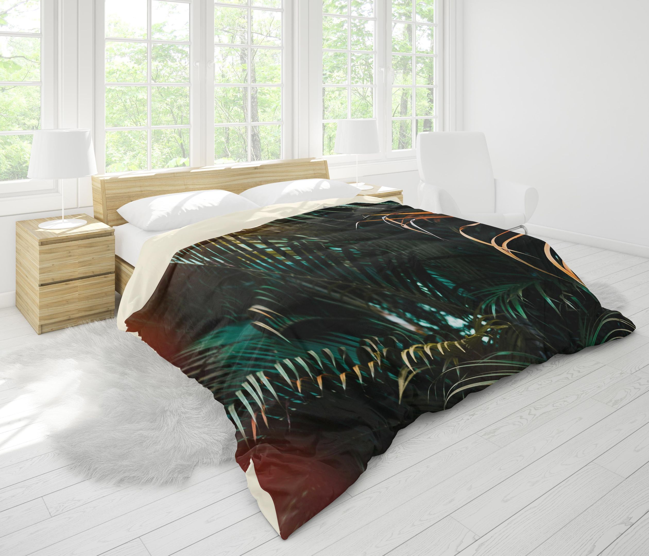 3d Tropical Leaves Plants Bedding Set