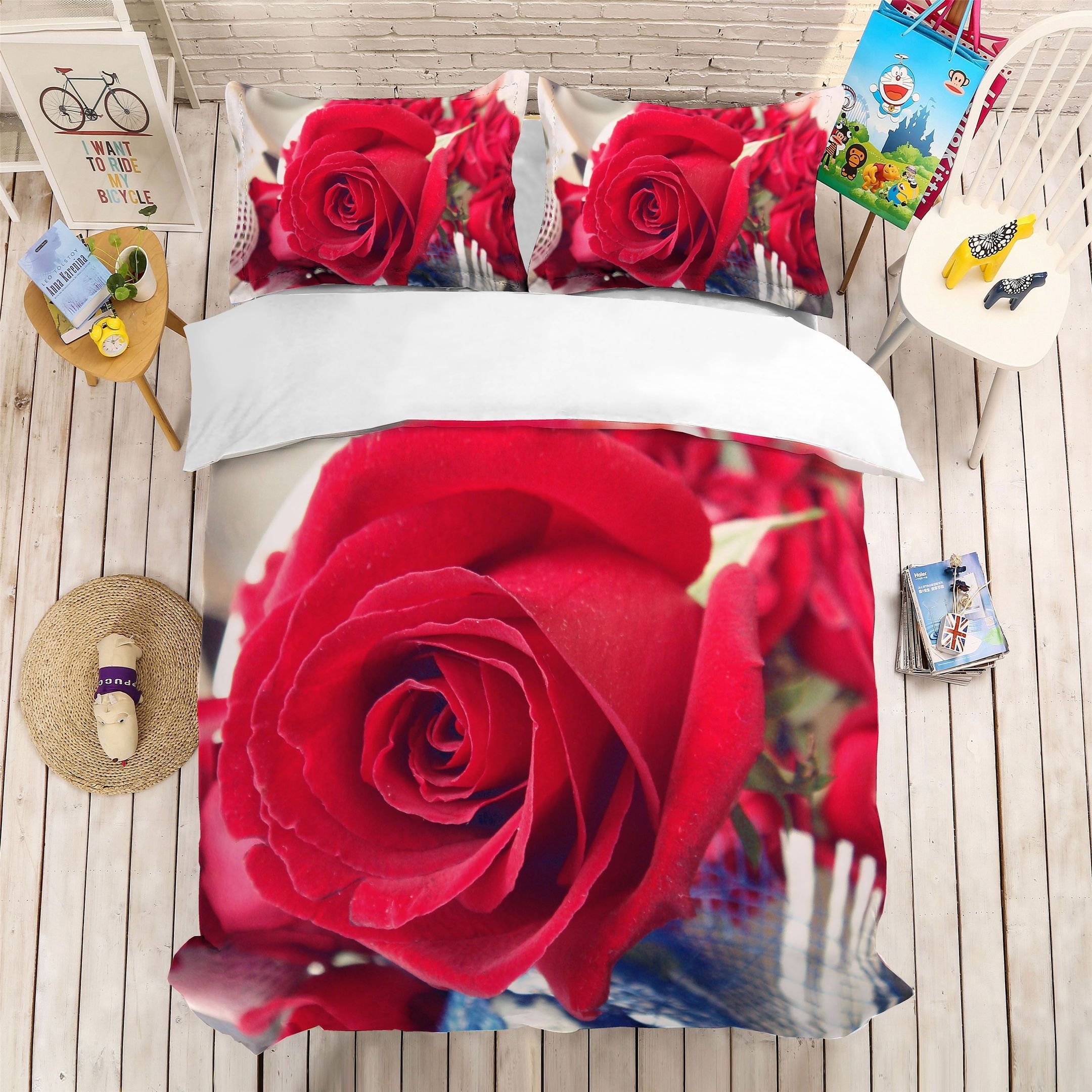 3d True Love Red Rose Bedding Set