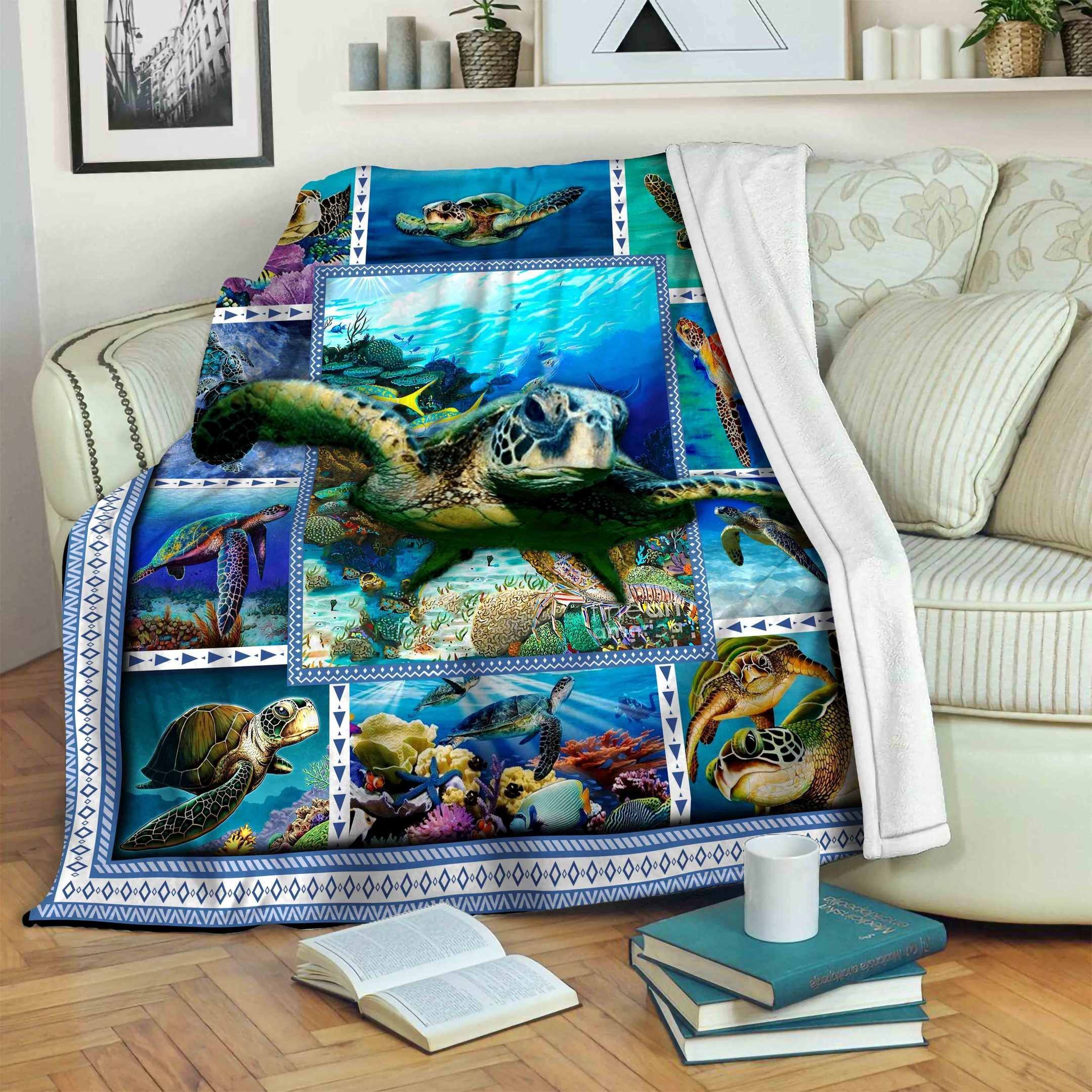 3D Turtle Fleece Blanket