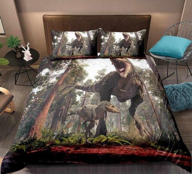 3d Tyrannosaurus Rex In Forest Bedding Set
