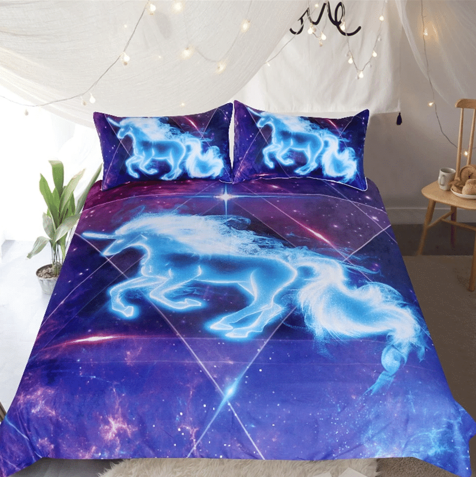 3D Unicorn Galaxy Bedding Set