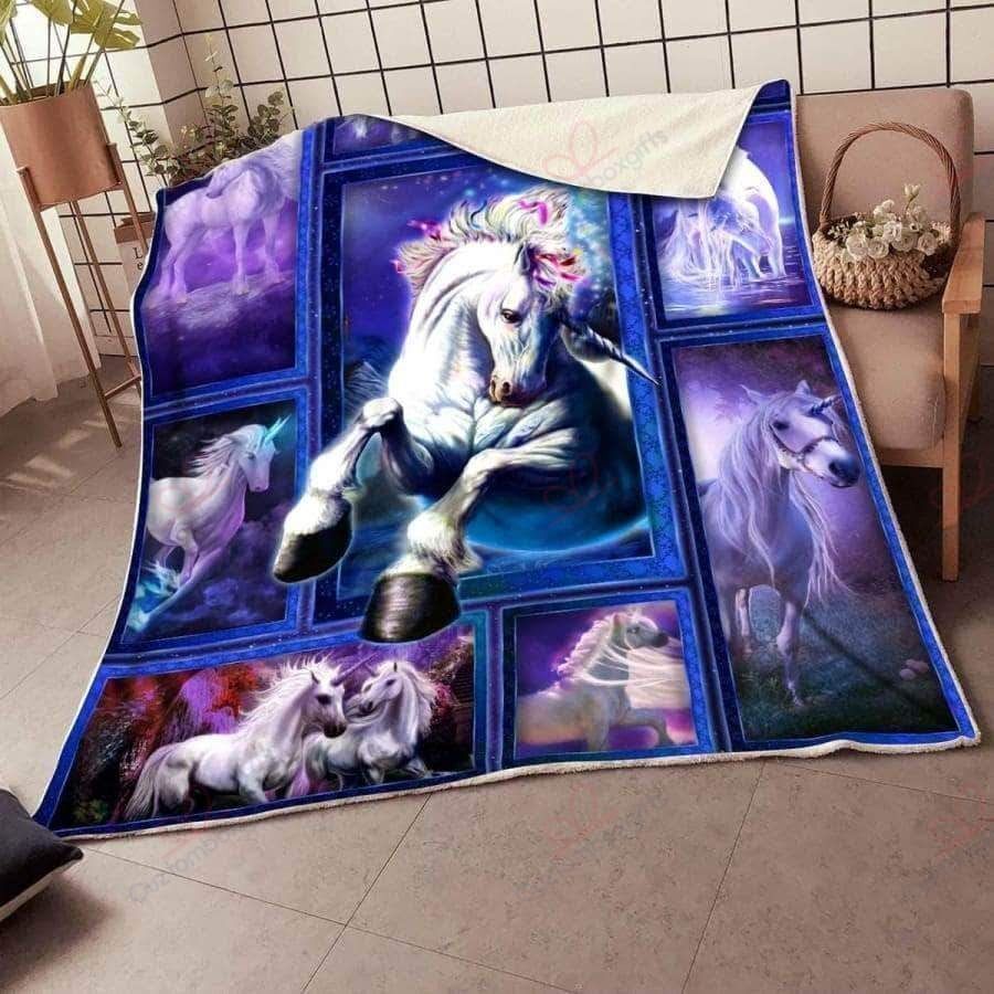 3D Unicorn Sherpa Fleece Blanket
