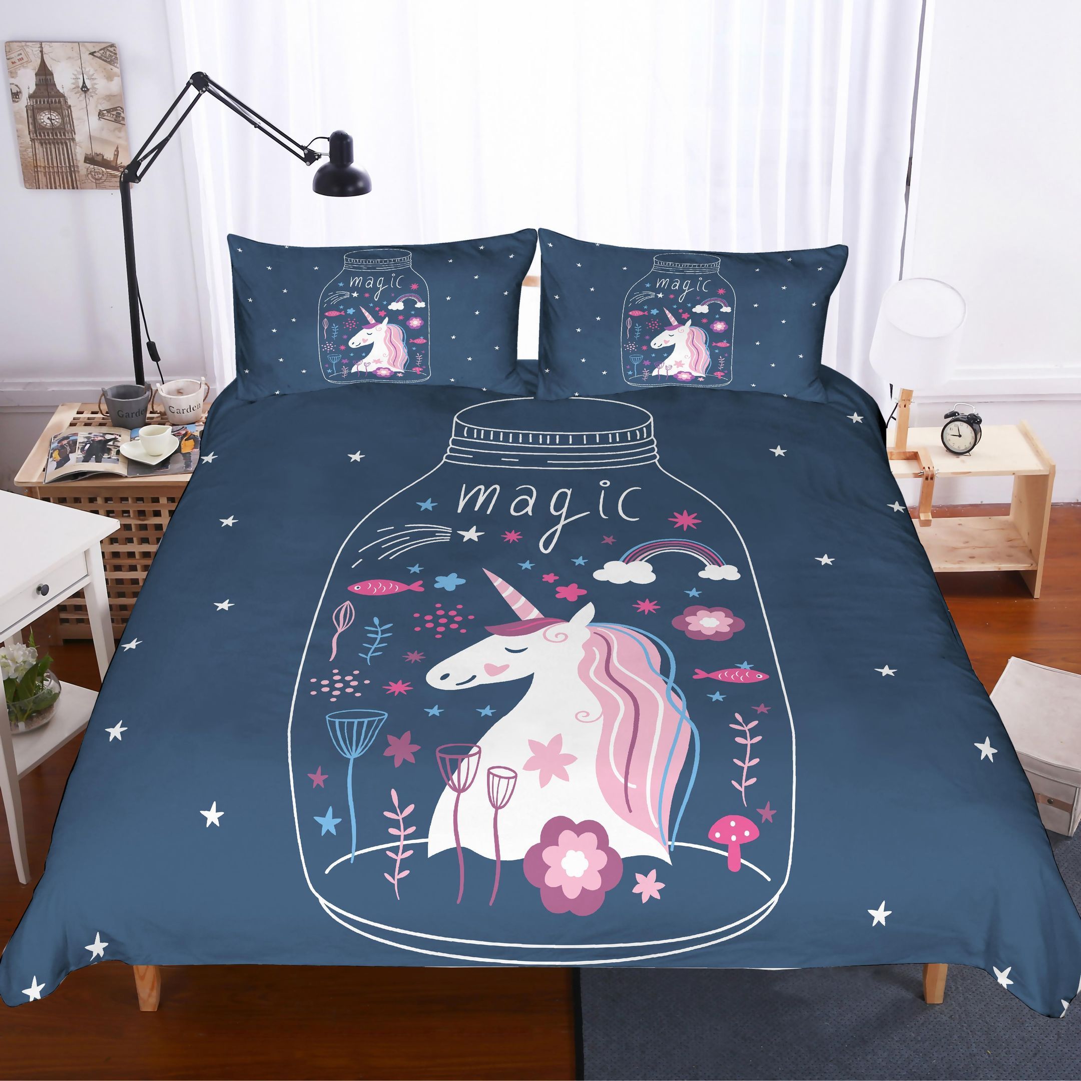3d Unicorn In Bottle Bedding Set