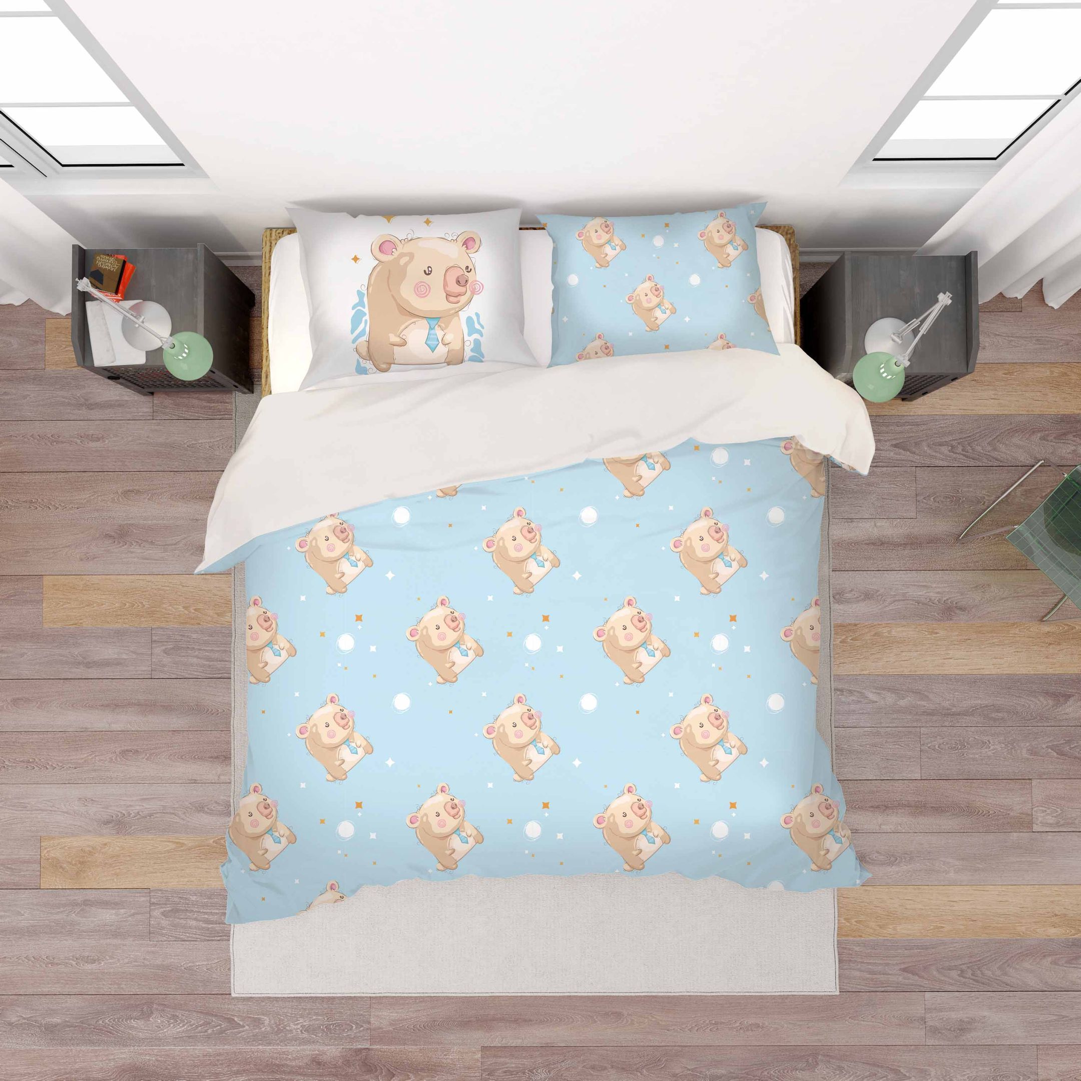3d Unicorn Pig Blue Bedding Set
