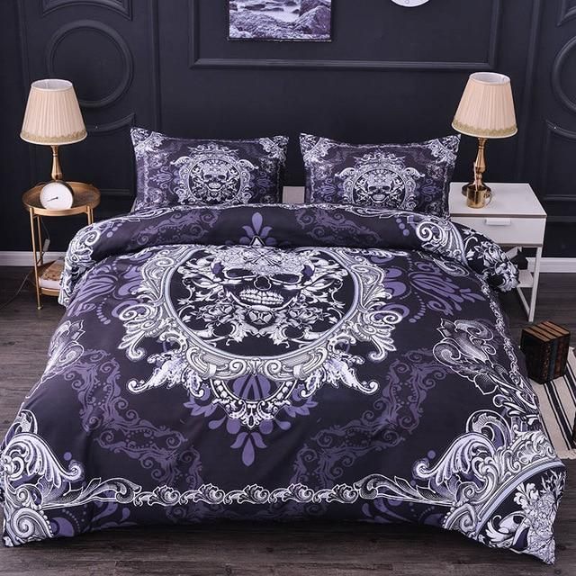 3d Victorian Skull Duvet Cover Set Bedroom Decor