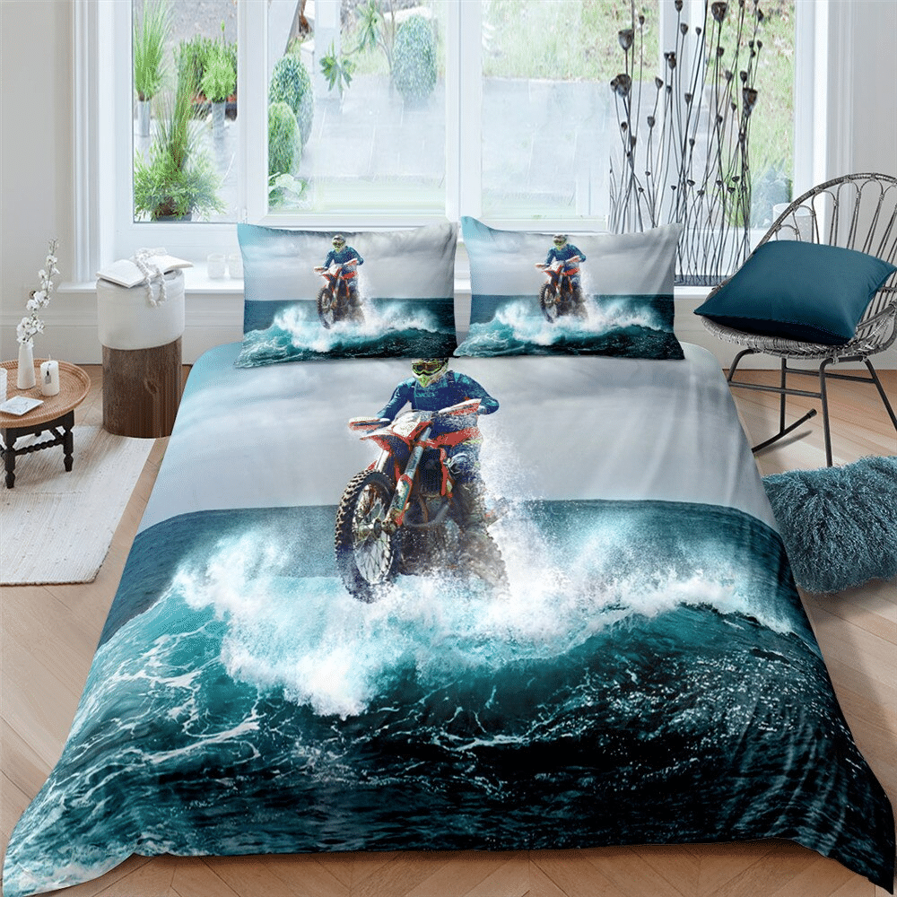 3D Water Motocross Bedding Set