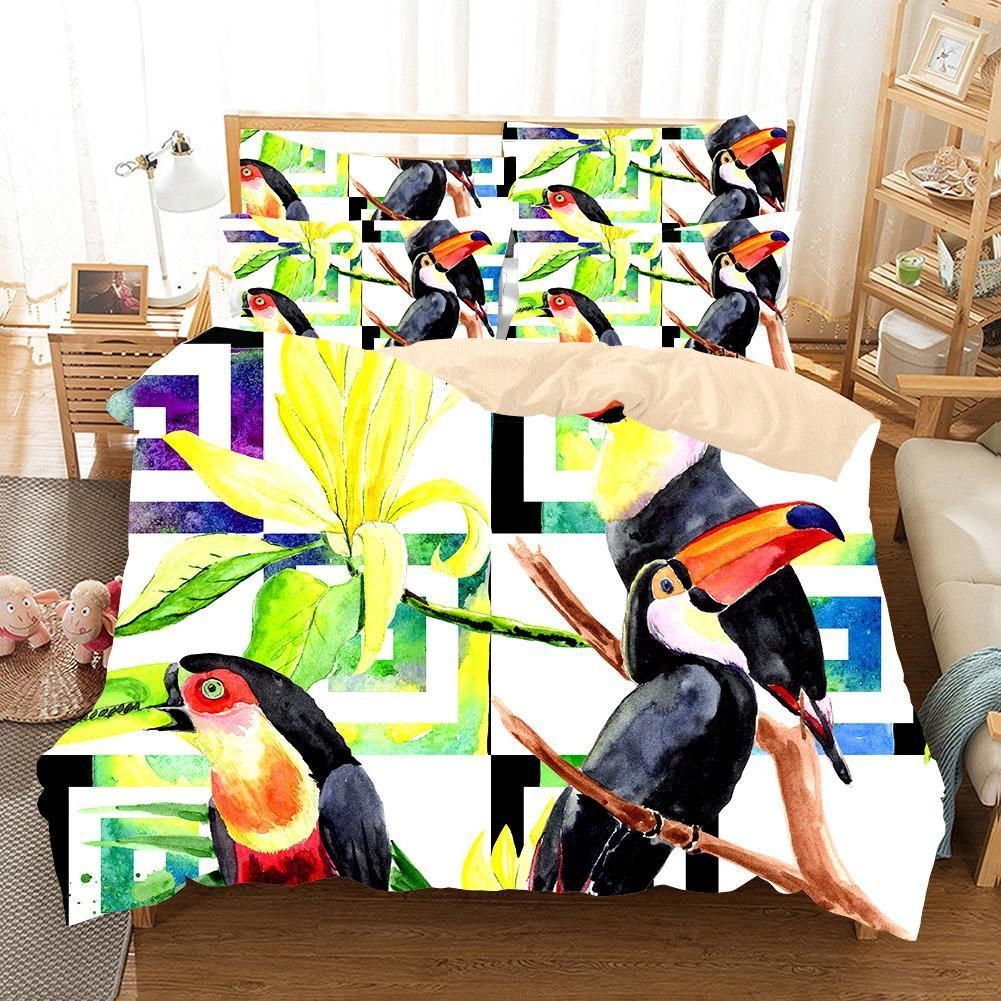 3d Watercolor Animals Hornbill Bedding Set