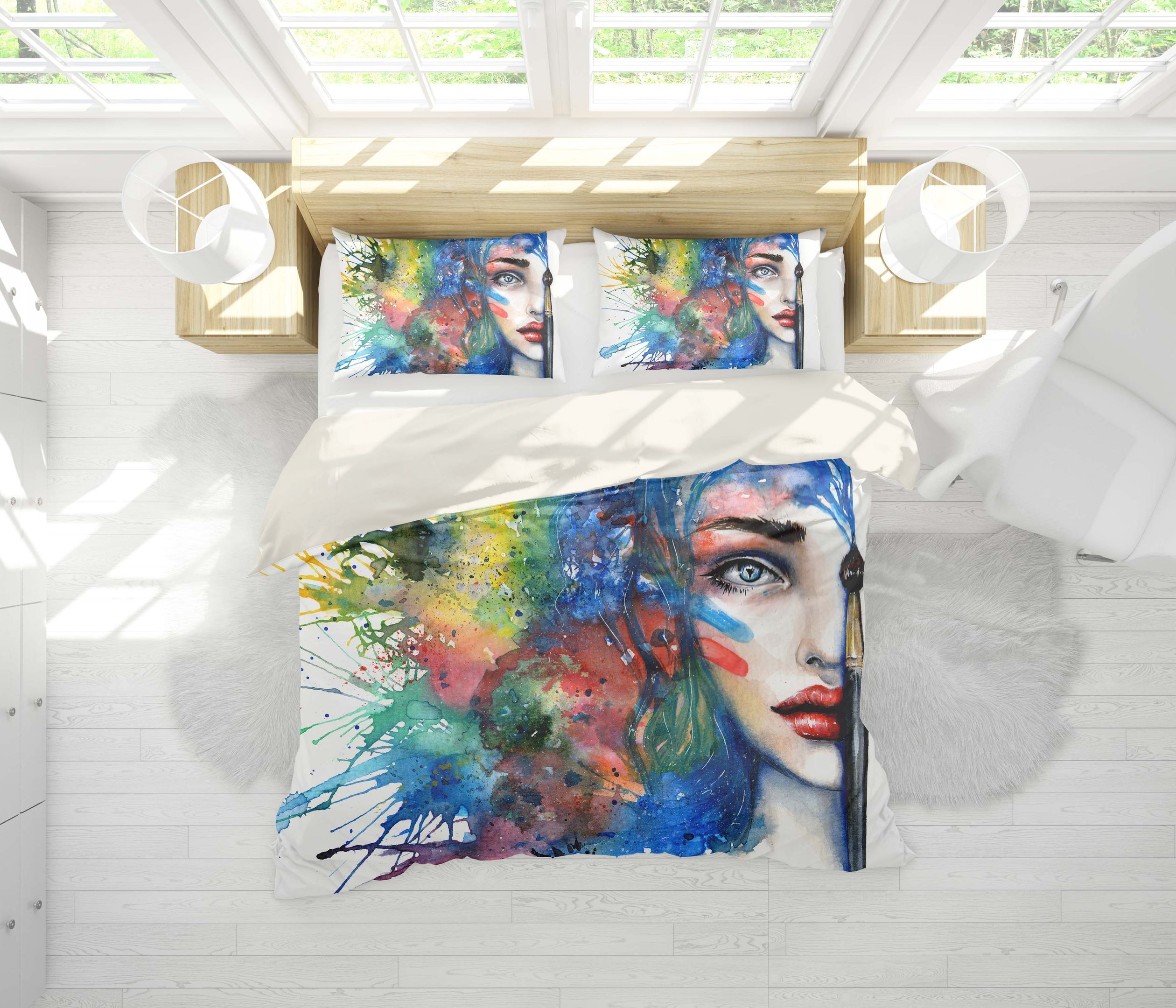 3d Watercolor Beauty Bedding Set