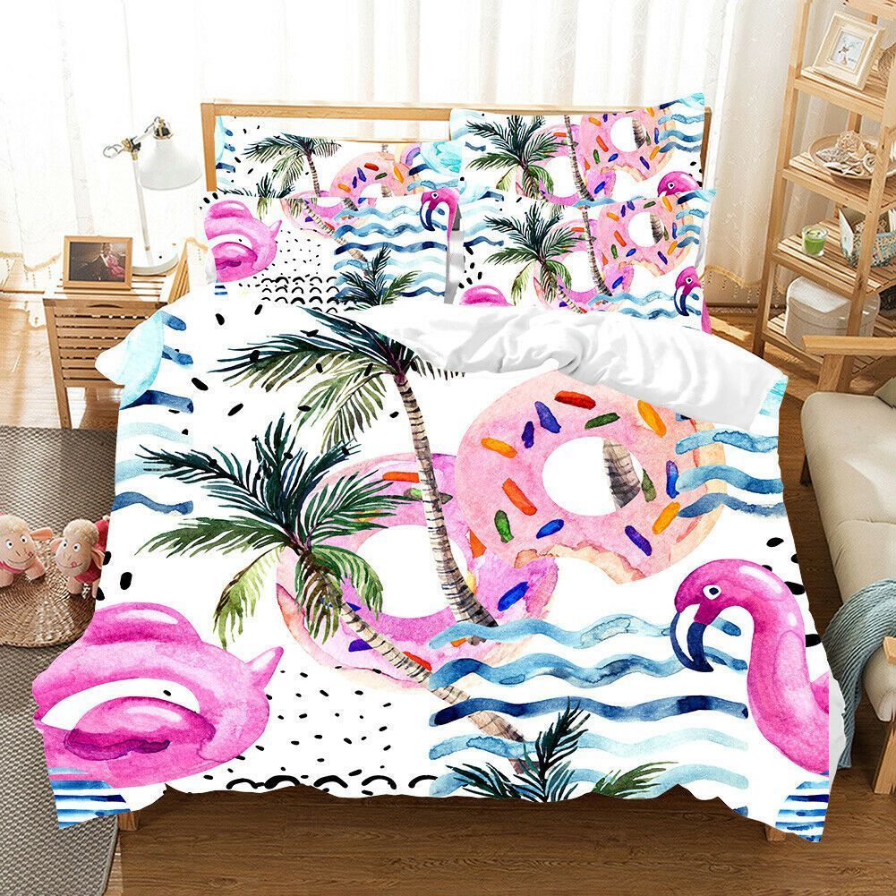 3d Watercolor Flamingo Bedding Set