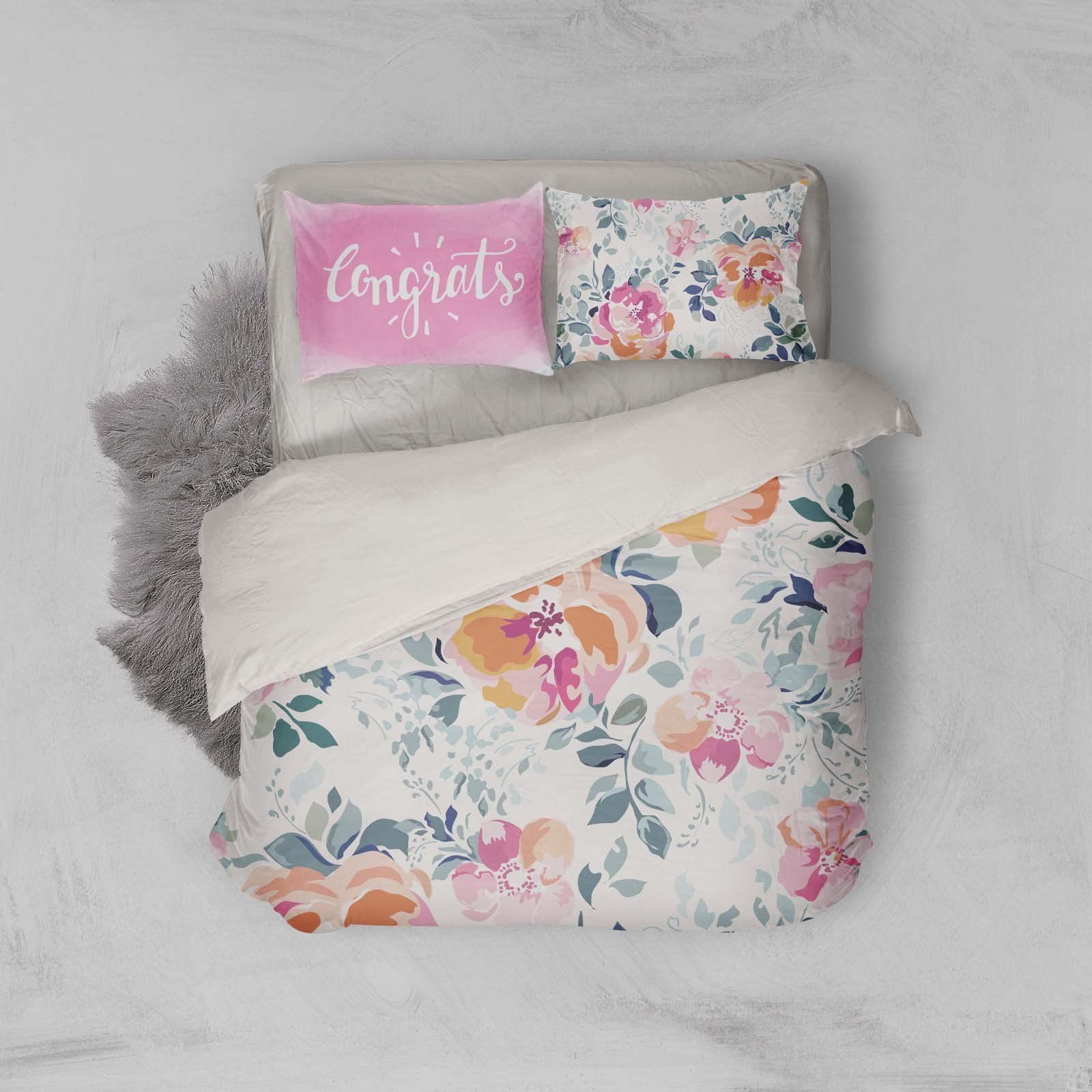 3d Watercolor Floral Bedding Set