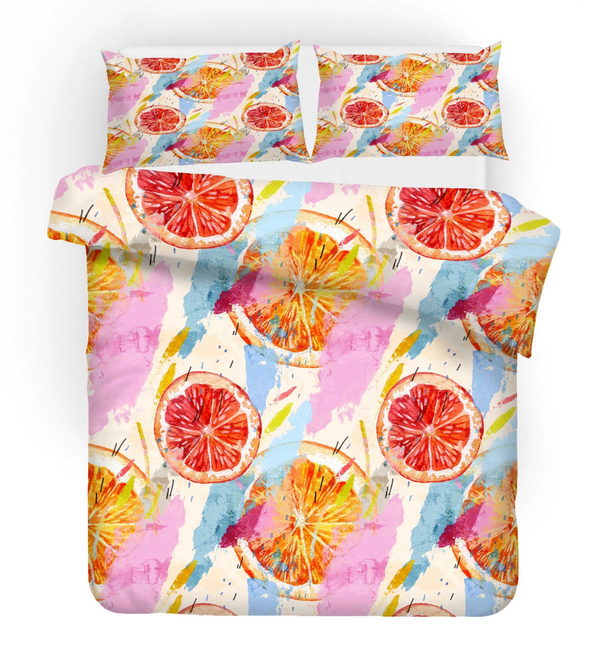 3d Watercolor Orange Slices Bedding Set