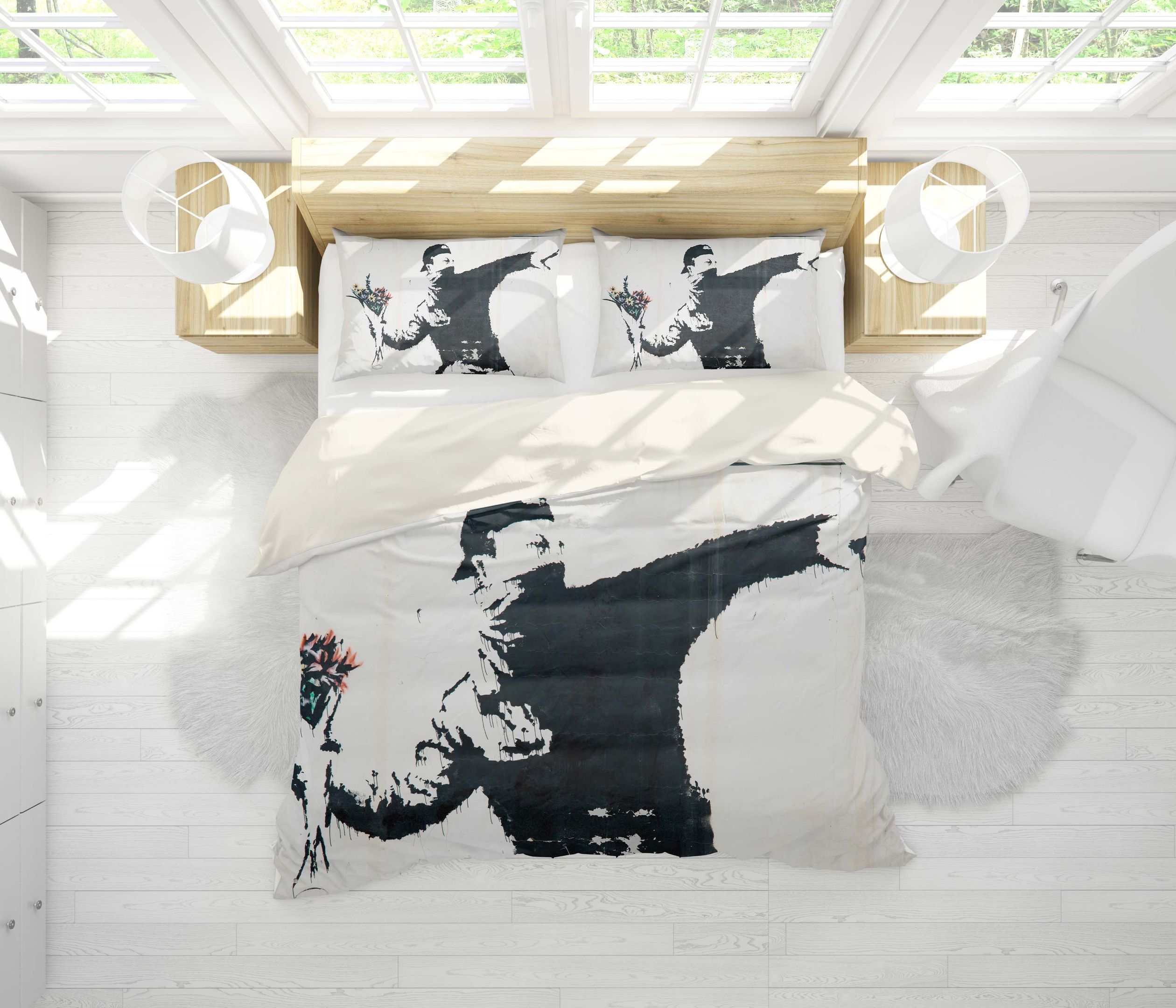 3d White Athlete Man Bedding Set