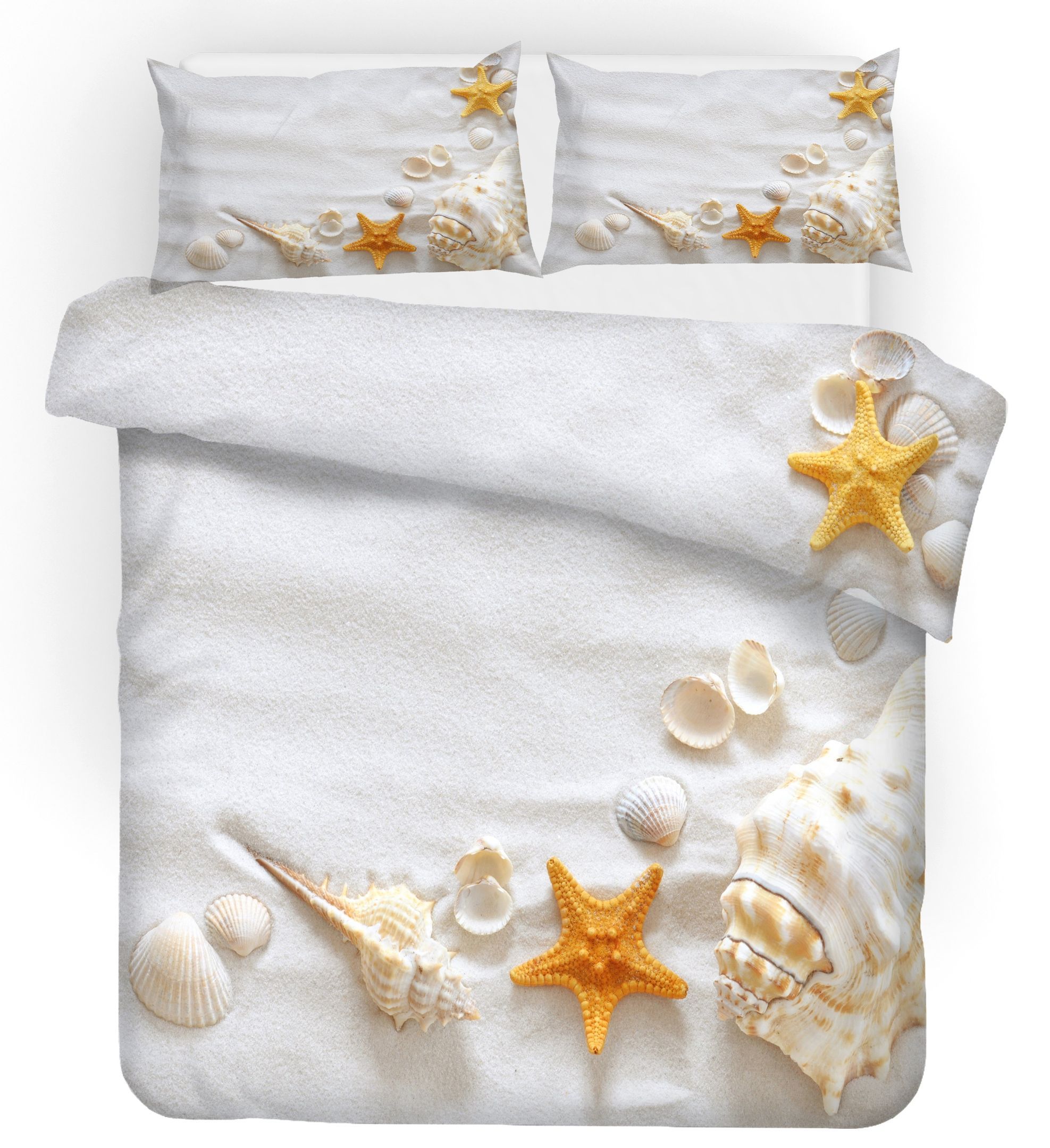 3d White Beach Conch Starfish Shell Bedding Set