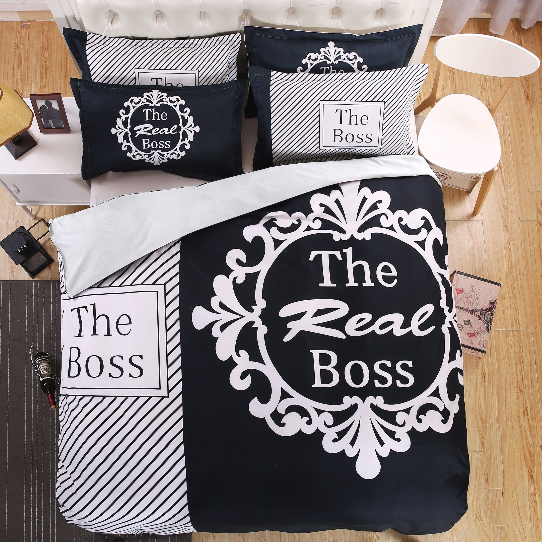 3d White Black Boss Bedding Set
