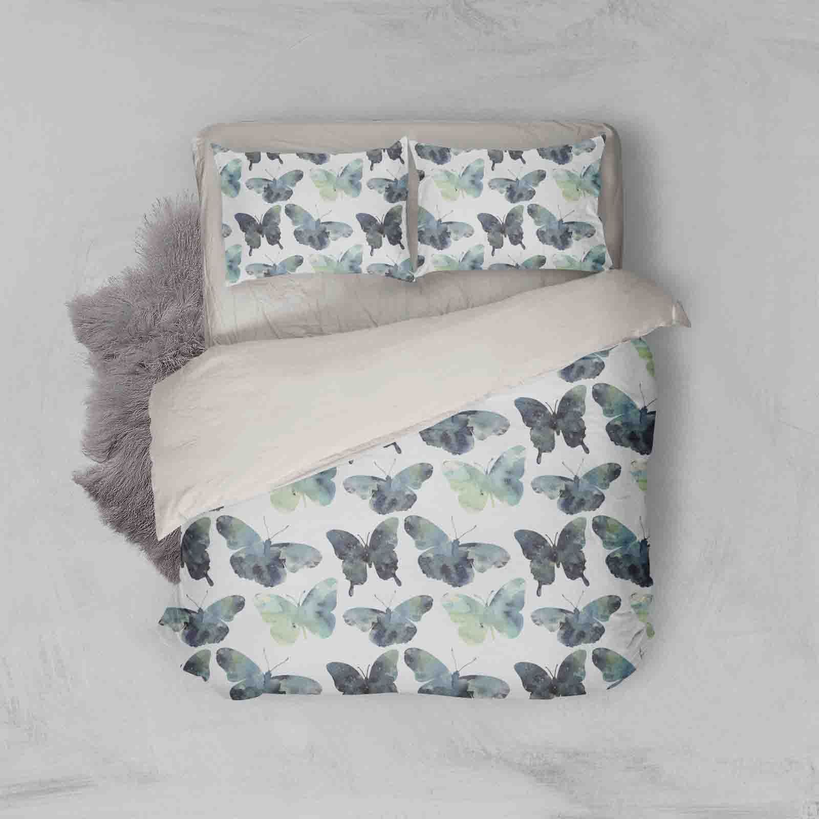 3d White Black Butterfly Bedding Set