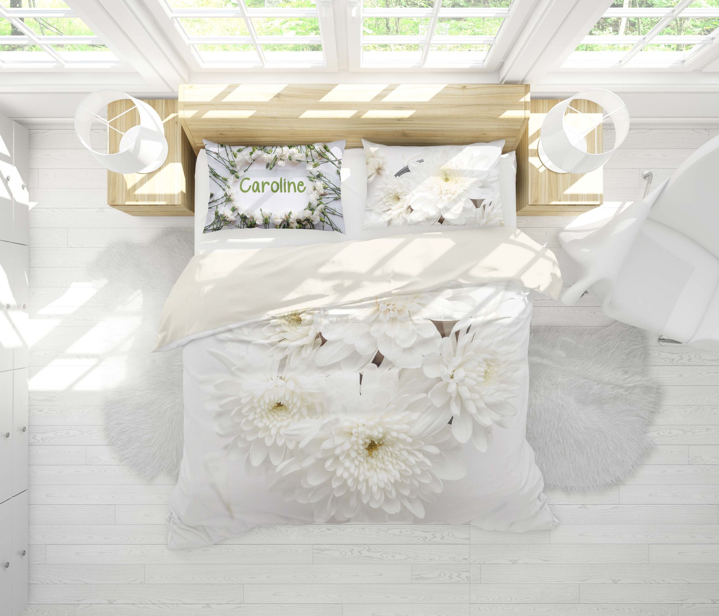 3d White Chrysanthemum Bedding Set