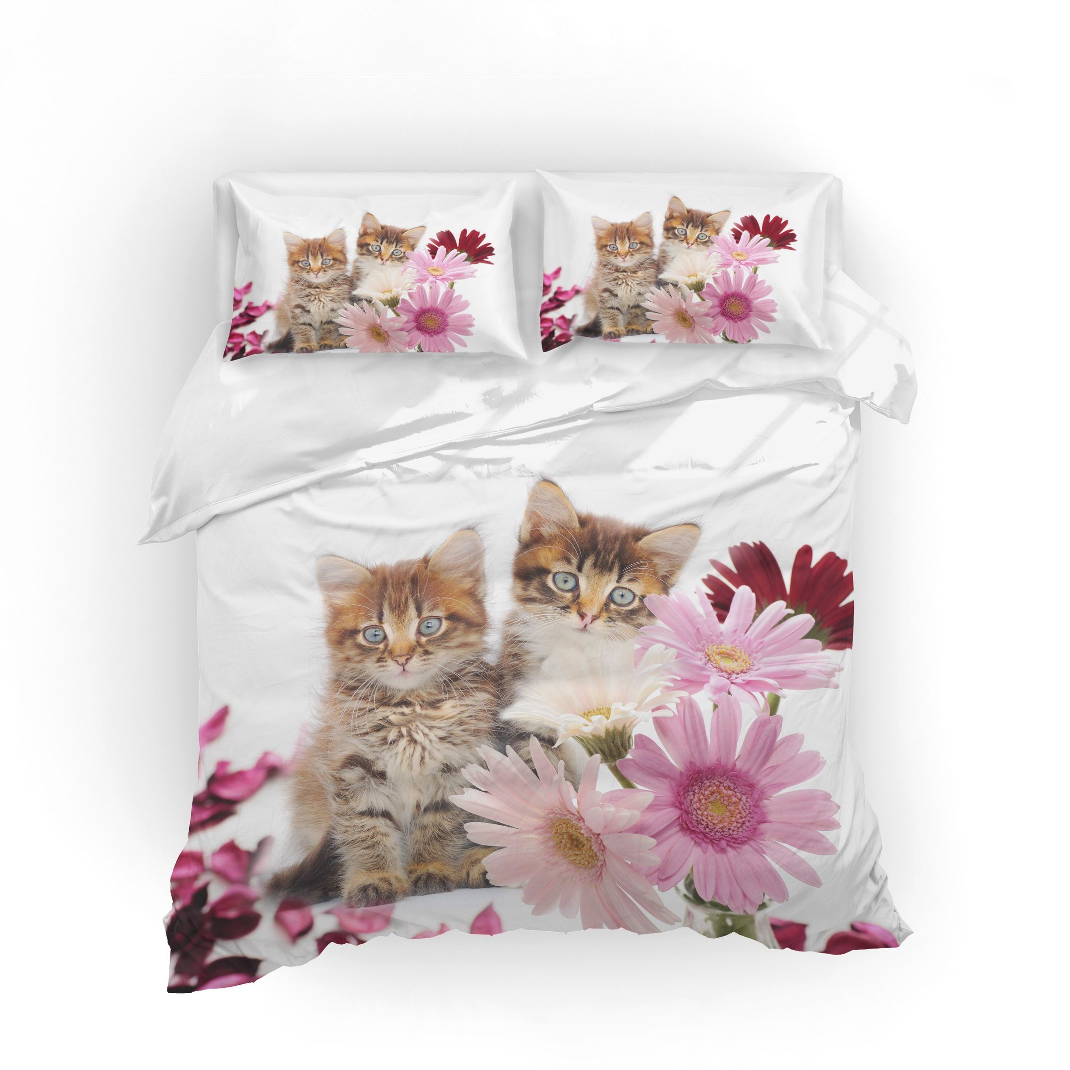 3d White Daisy Flower Cat Kitty Bedding Set