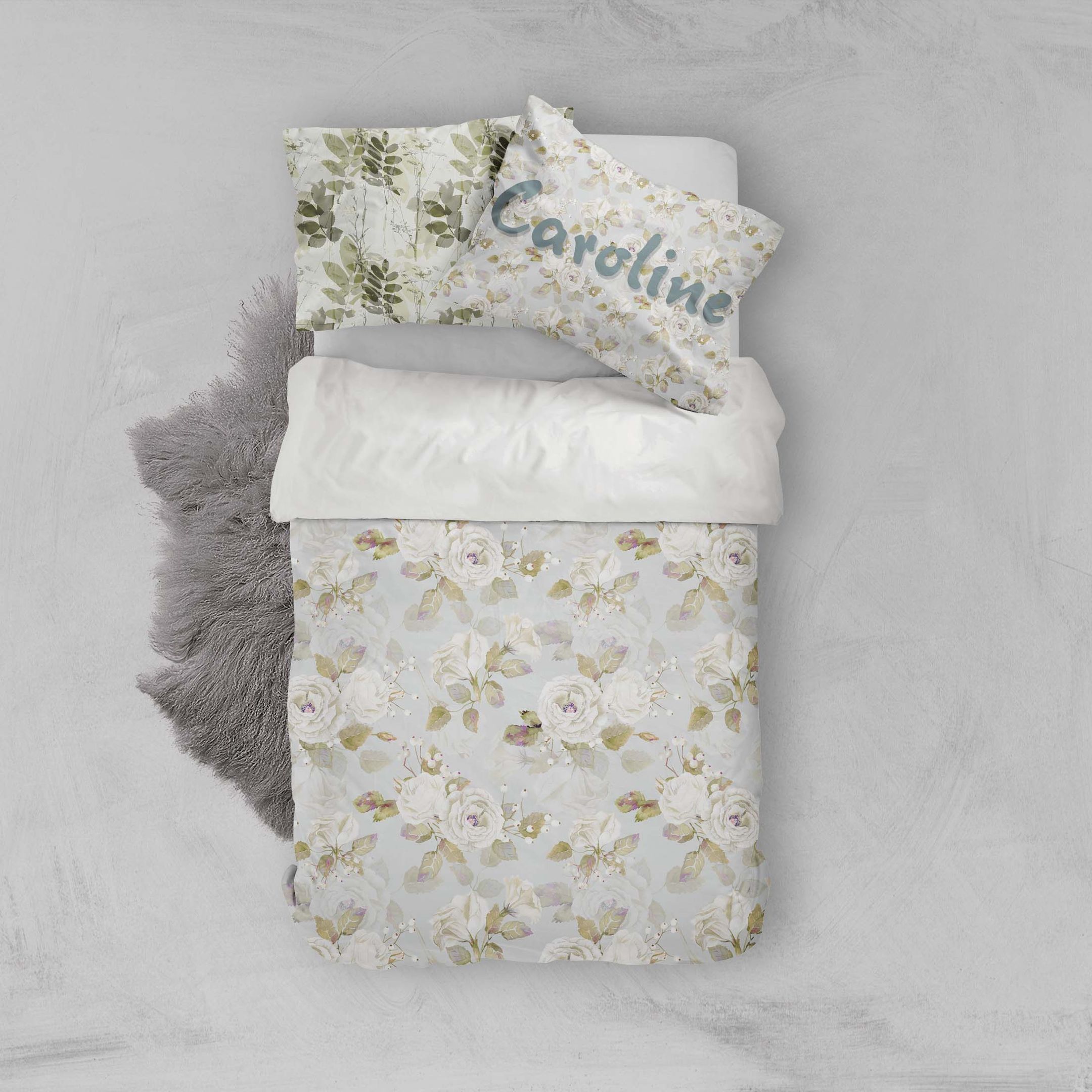 3d White Rose Bedding Set