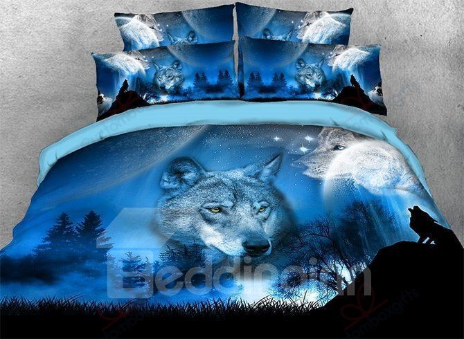 3D Wild Wolf And Natural Scenery Bedding Set