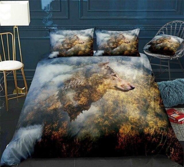 3d Wild Wolf Autumn Forest Bedding Set