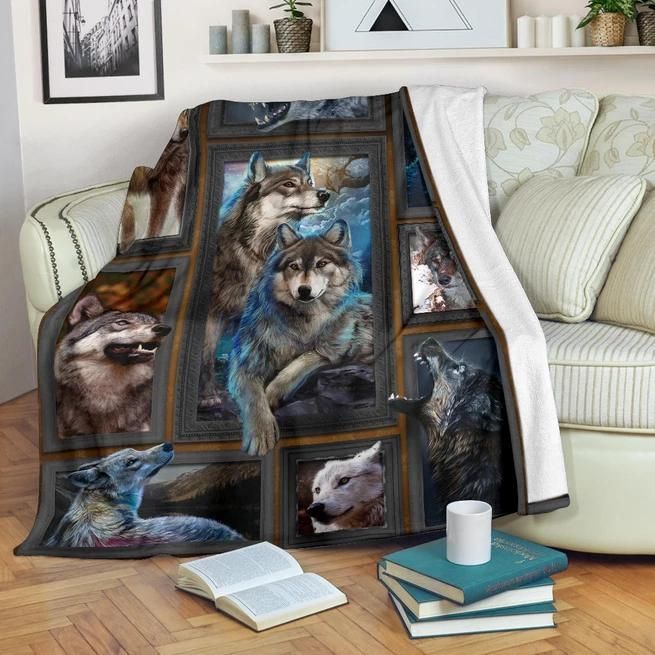 3d Wolf Sherpa Fleece Blanket