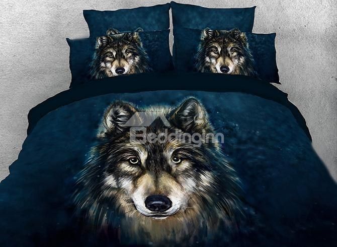 3D Wolf Face Bedding Set