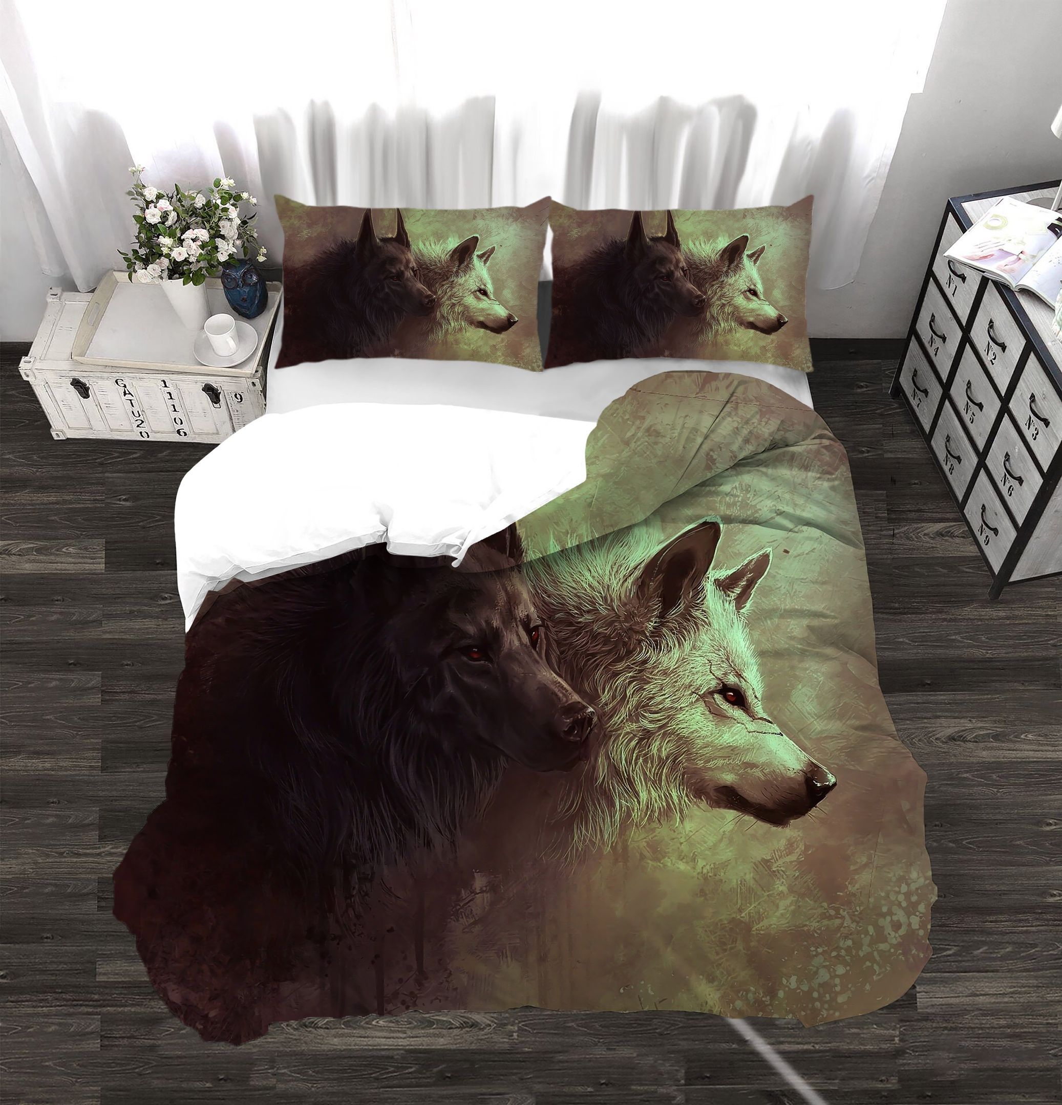 3d Wolf Fight Against Opponent Bedding Set