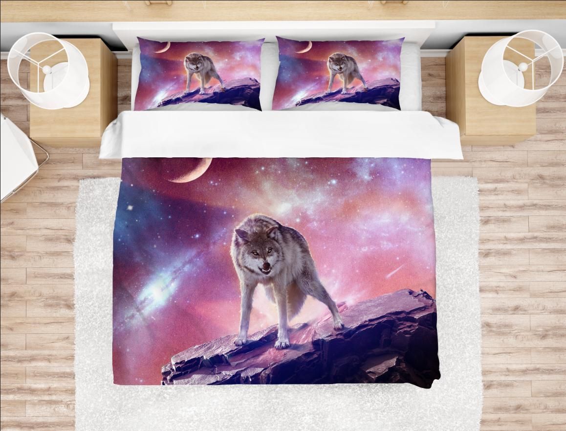 3d Wolf Star Sky Bedding Set