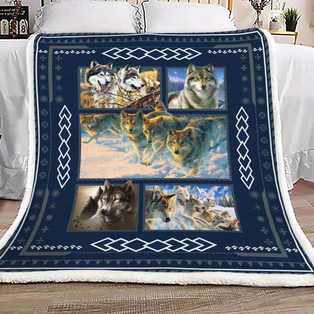 3d Wolf Sherpa Fleece Blanket