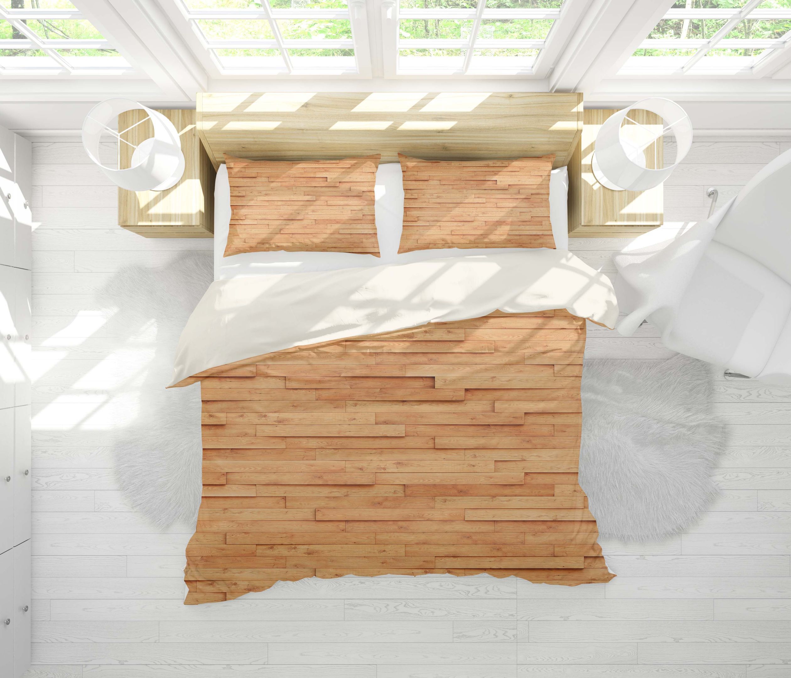 3d Wood Board Bedding Set