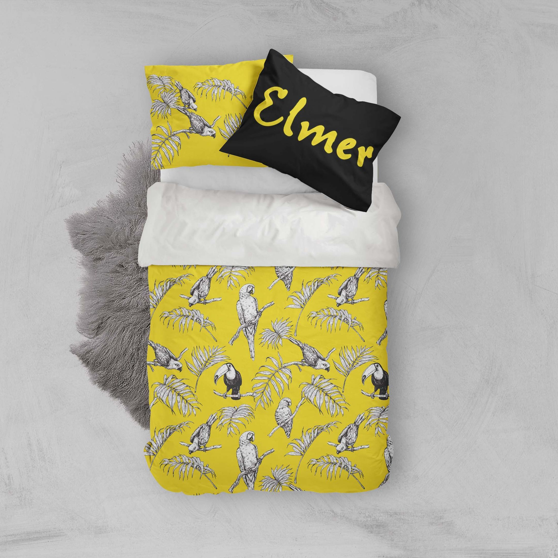 3d Yellow Bird Leather Bedding Set