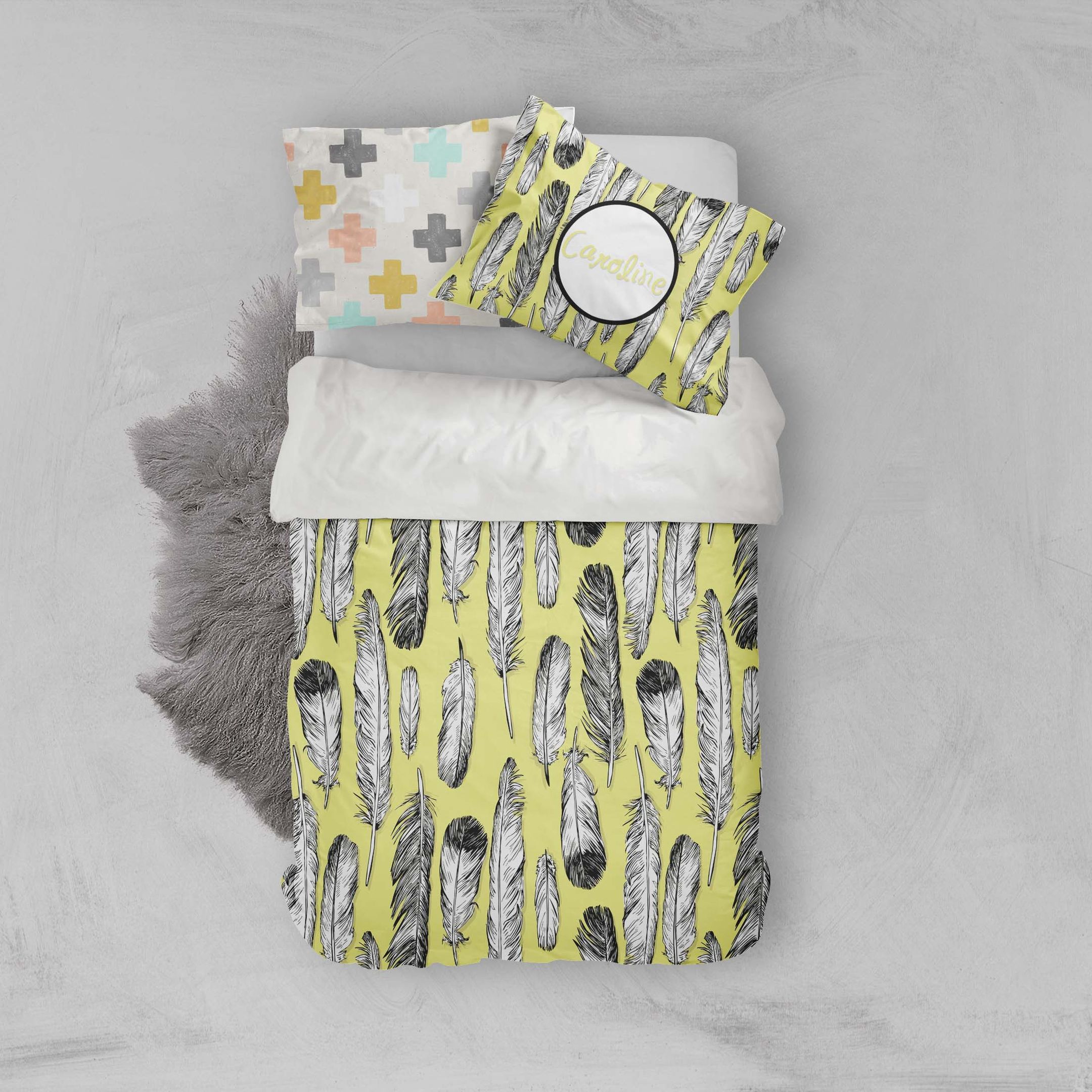 3d Yellow Feather Bedding Set